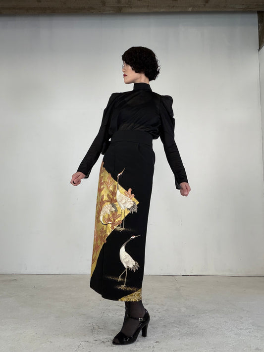 EDO-ZUMA SKIRT UPCYCLED FROM JAPANESE KIMONO "EDO046"