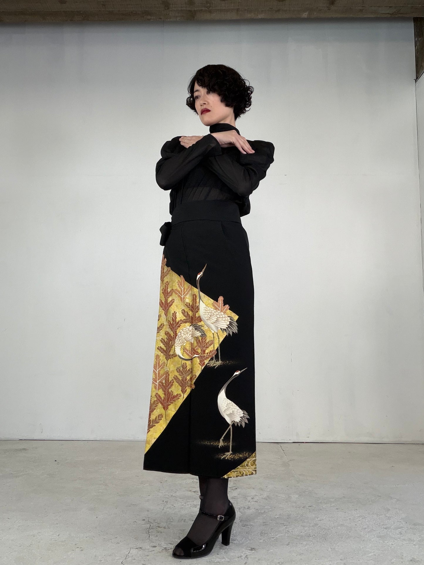 EDO-ZUMA SKIRT UPCYCLED FROM JAPANESE KIMONO "EDO046"