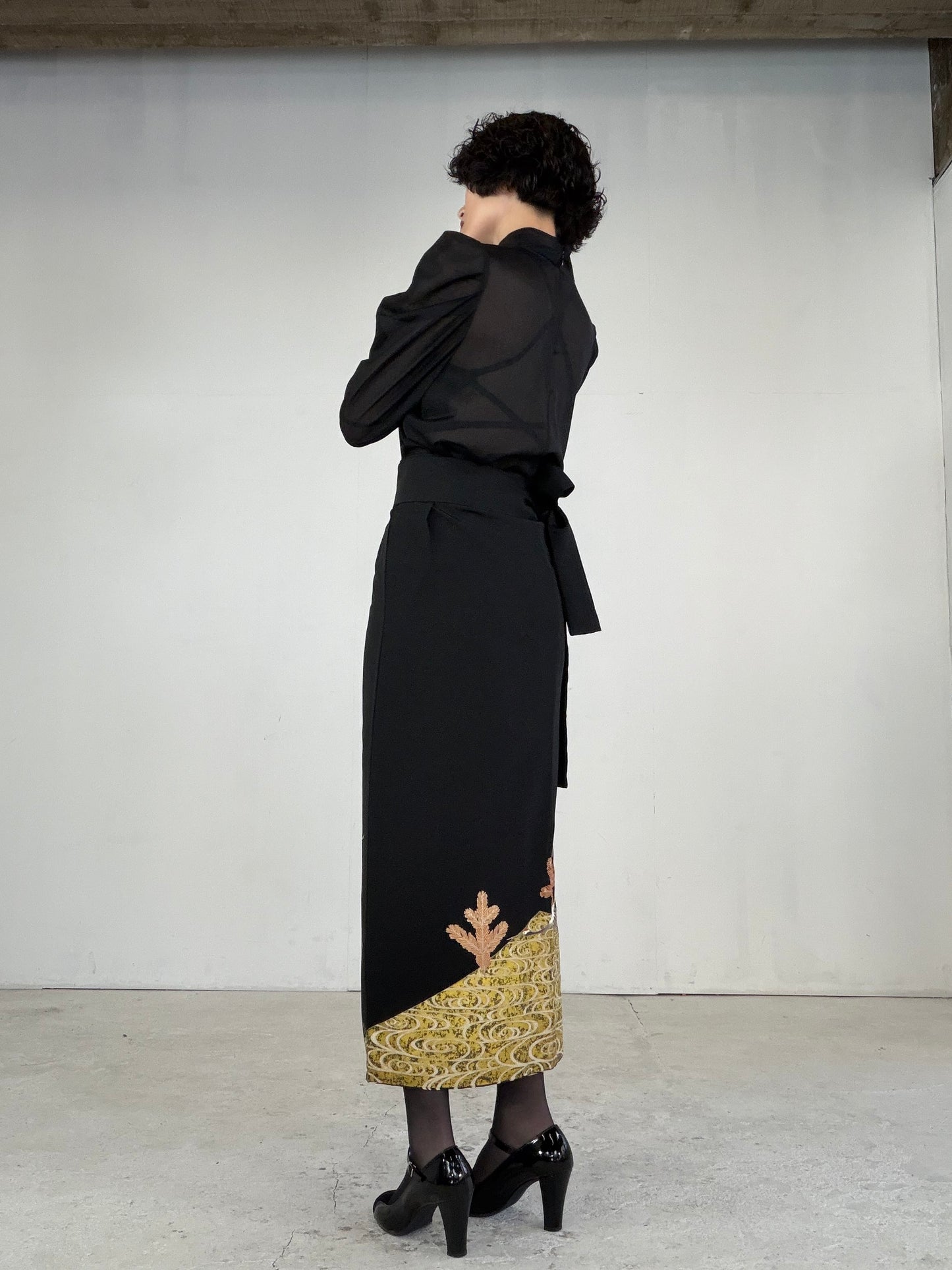 EDO-ZUMA SKIRT UPCYCLED FROM JAPANESE KIMONO "EDO046"