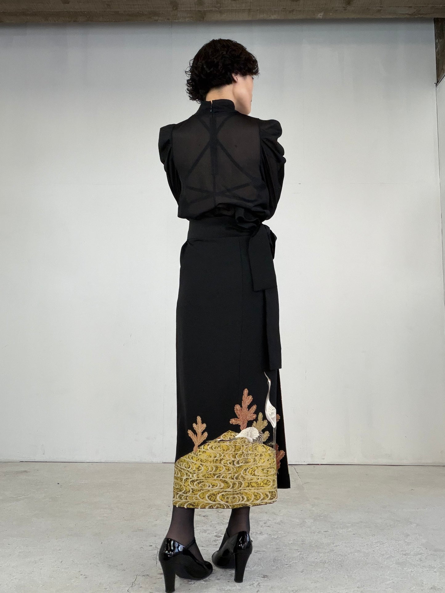 EDO-ZUMA SKIRT UPCYCLED FROM JAPANESE KIMONO "EDO046"