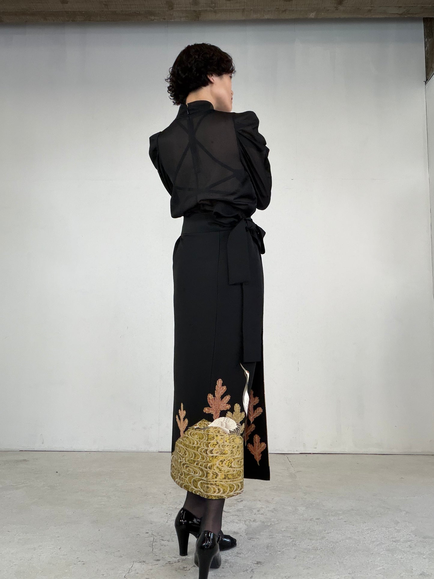 EDO-ZUMA SKIRT UPCYCLED FROM JAPANESE KIMONO "EDO046"