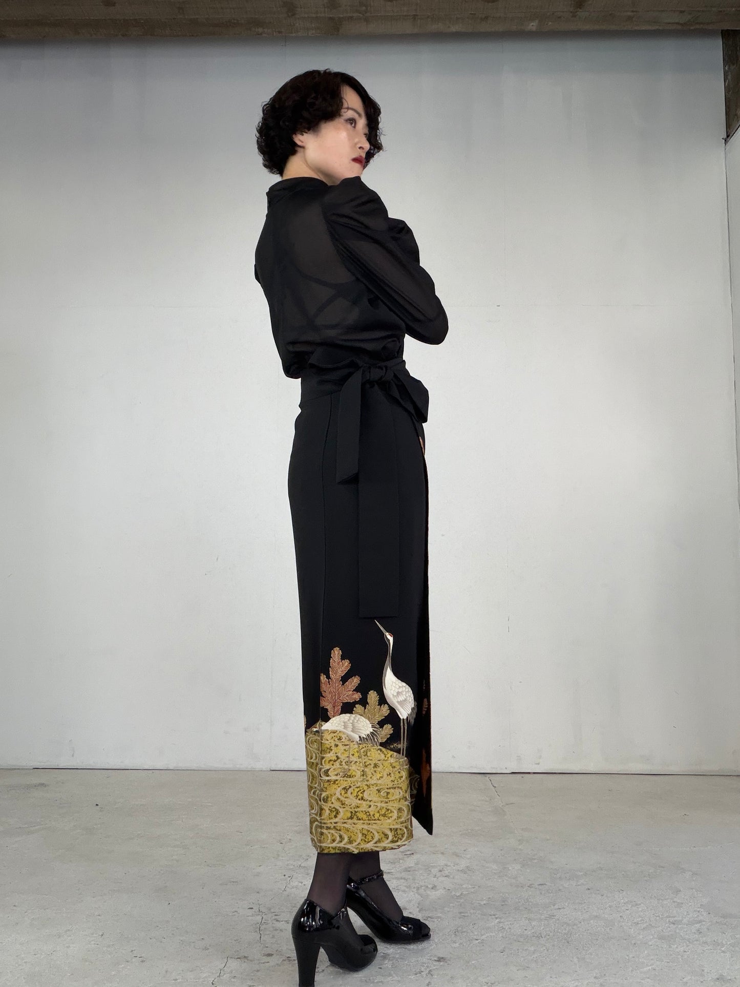 EDO-ZUMA SKIRT UPCYCLED FROM JAPANESE KIMONO "EDO046"