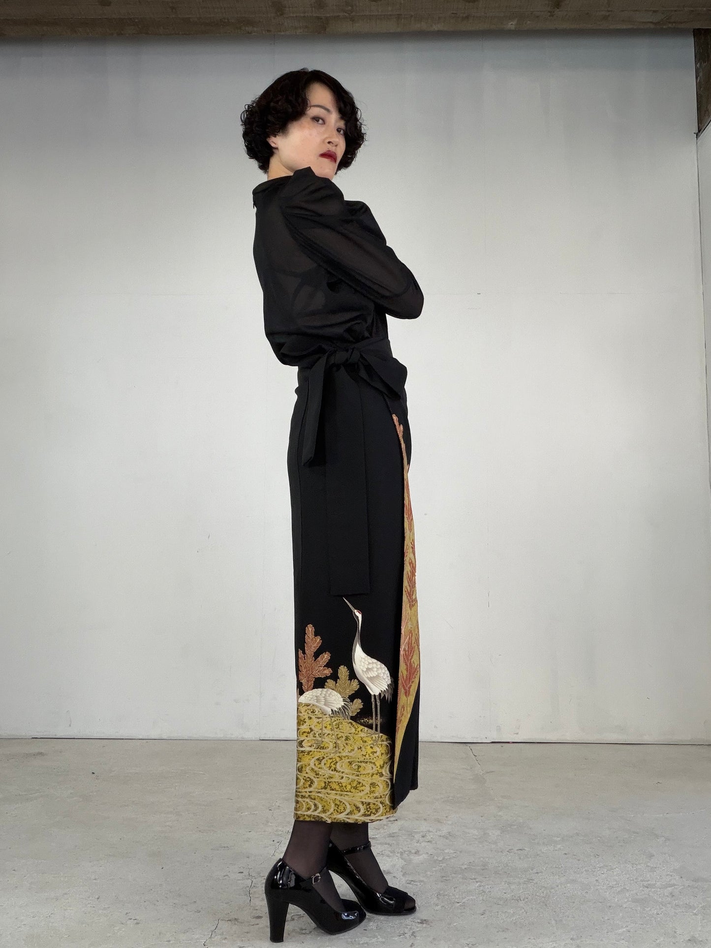 EDO-ZUMA SKIRT UPCYCLED FROM JAPANESE KIMONO "EDO046"