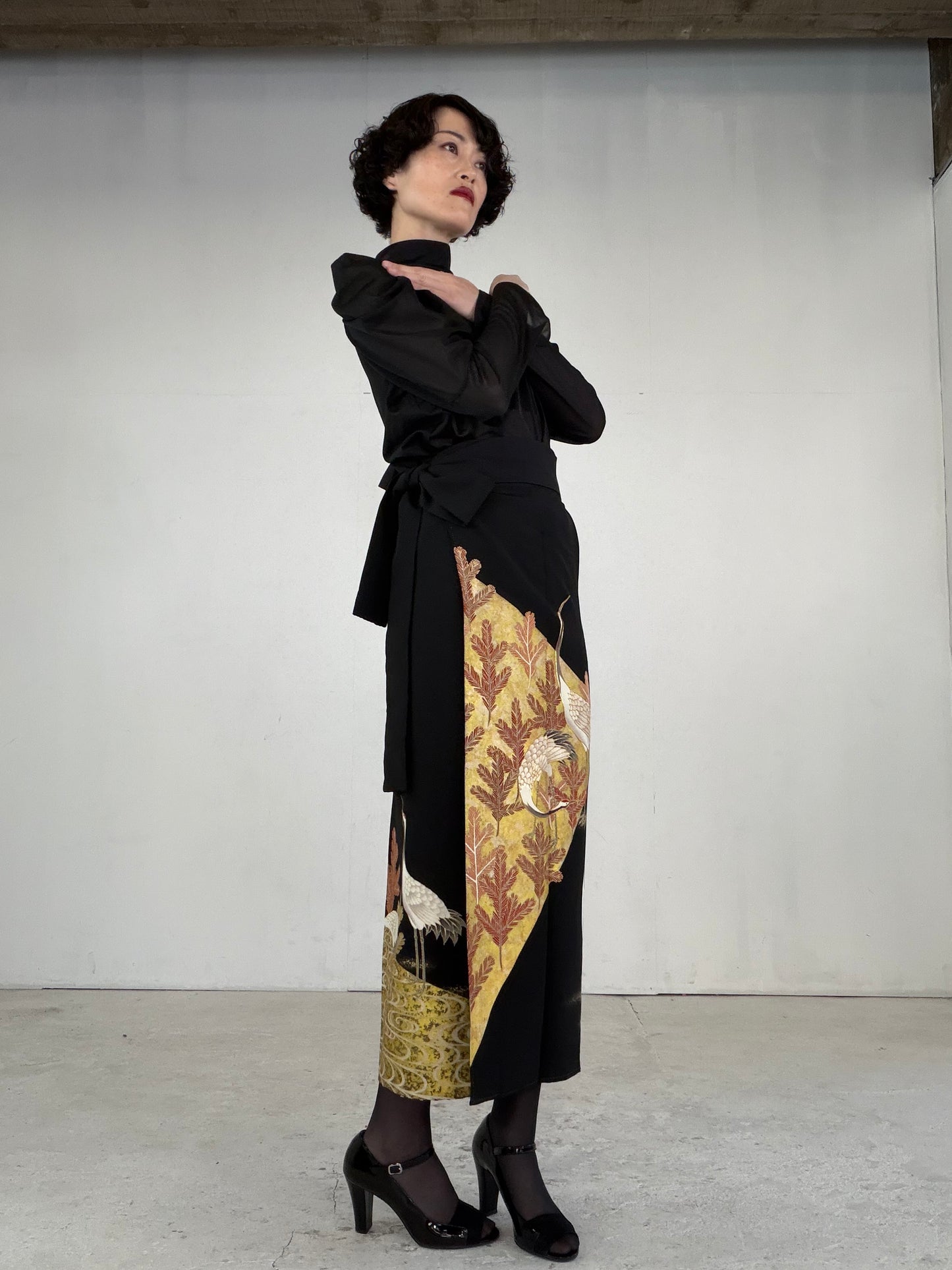 EDO-ZUMA SKIRT UPCYCLED FROM JAPANESE KIMONO "EDO046"