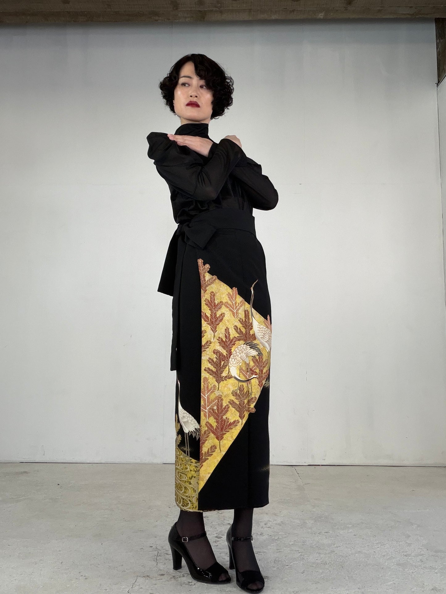 EDO-ZUMA SKIRT UPCYCLED FROM JAPANESE KIMONO "EDO046"
