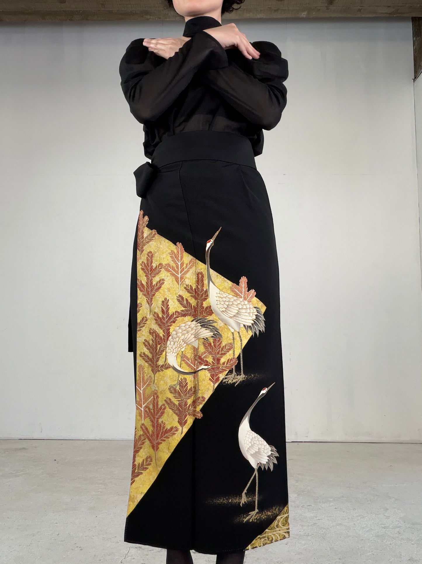 EDO-ZUMA SKIRT UPCYCLED FROM JAPANESE KIMONO "EDO046"