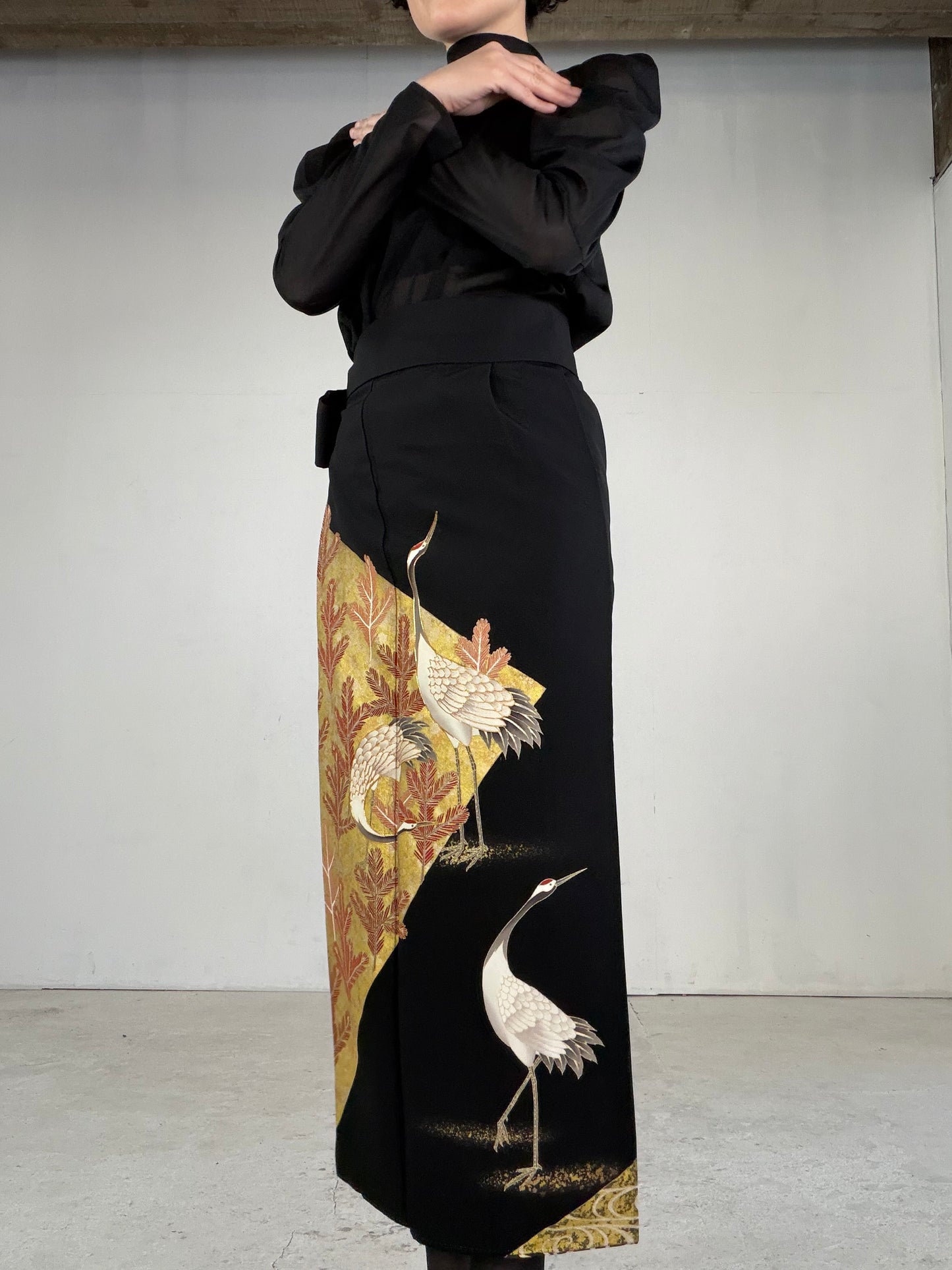 EDO-ZUMA SKIRT UPCYCLED FROM JAPANESE KIMONO "EDO046"