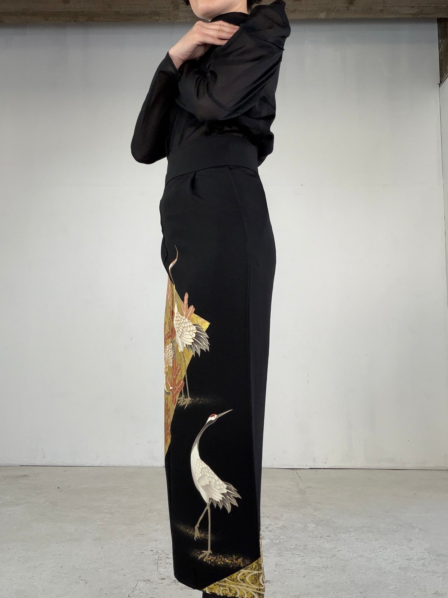 EDO-ZUMA SKIRT UPCYCLED FROM JAPANESE KIMONO "EDO046"