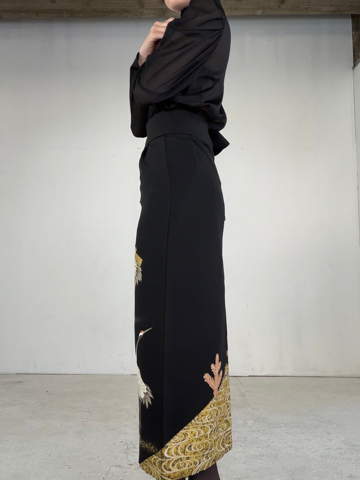 EDO-ZUMA SKIRT UPCYCLED FROM JAPANESE KIMONO "EDO046"