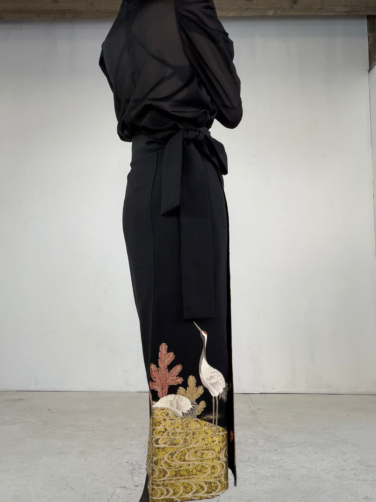 EDO-ZUMA SKIRT UPCYCLED FROM JAPANESE KIMONO "EDO046"