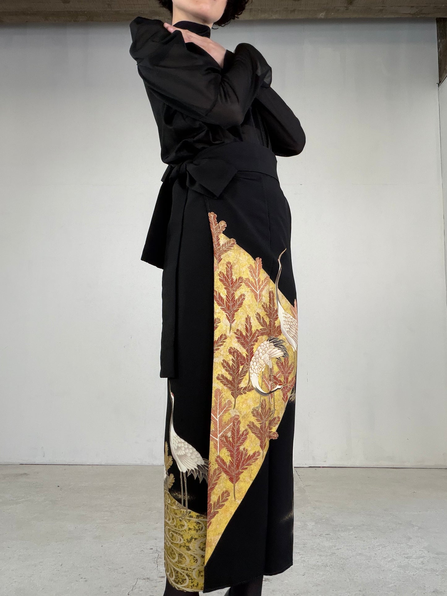 EDO-ZUMA SKIRT UPCYCLED FROM JAPANESE KIMONO "EDO046"