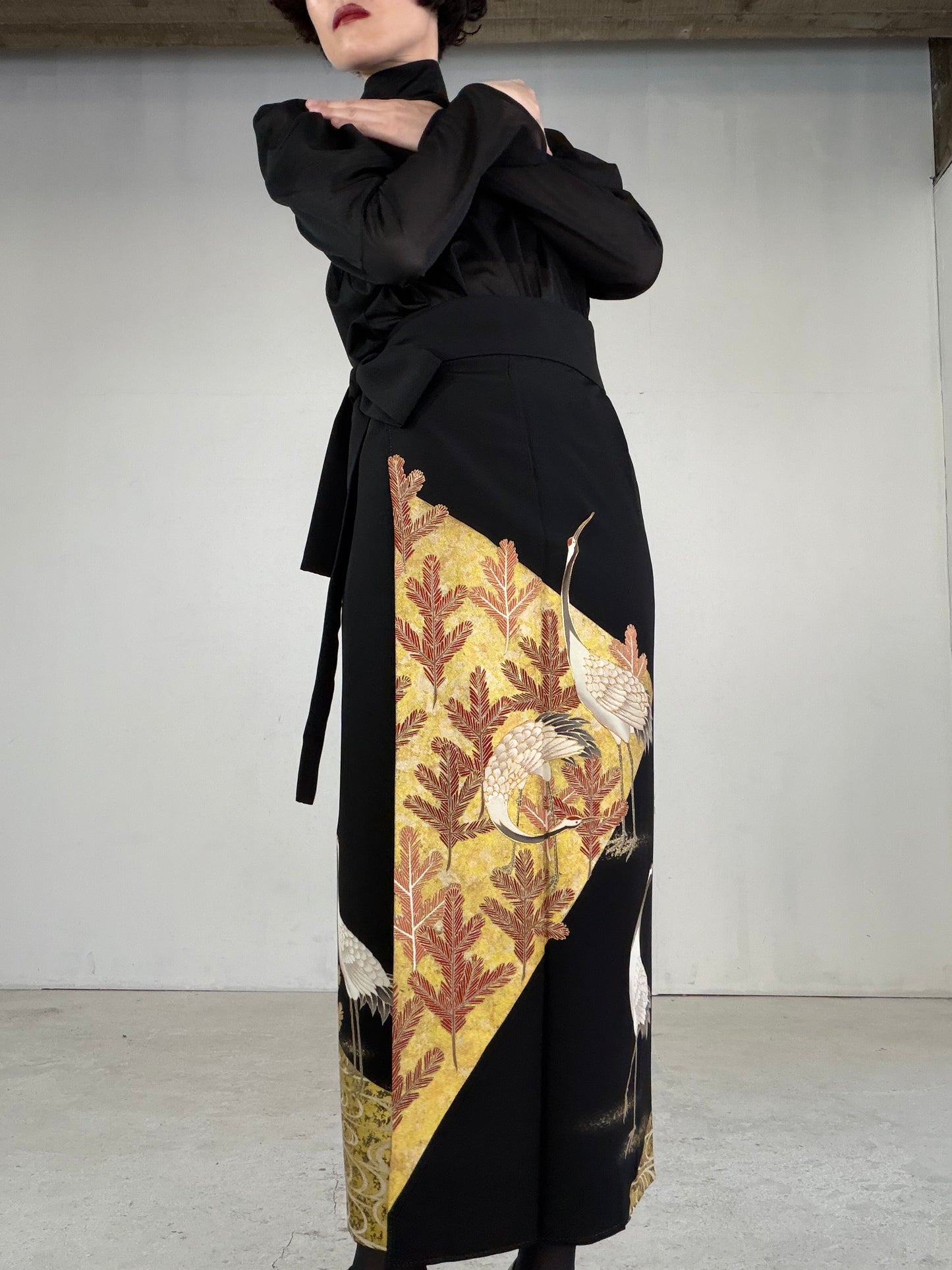 EDO-ZUMA SKIRT UPCYCLED FROM JAPANESE KIMONO "EDO046"