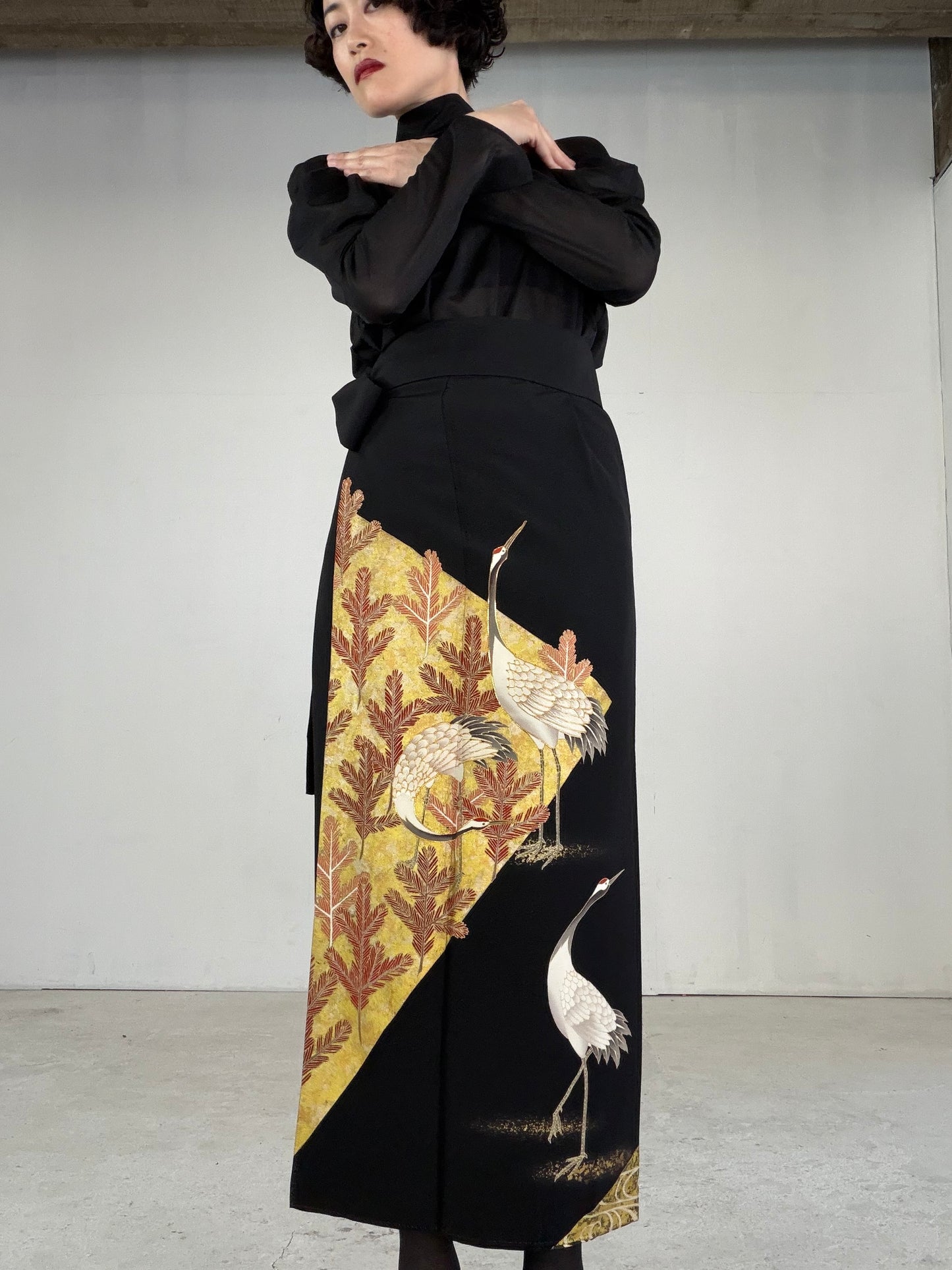 EDO-ZUMA SKIRT UPCYCLED FROM JAPANESE KIMONO "EDO046"