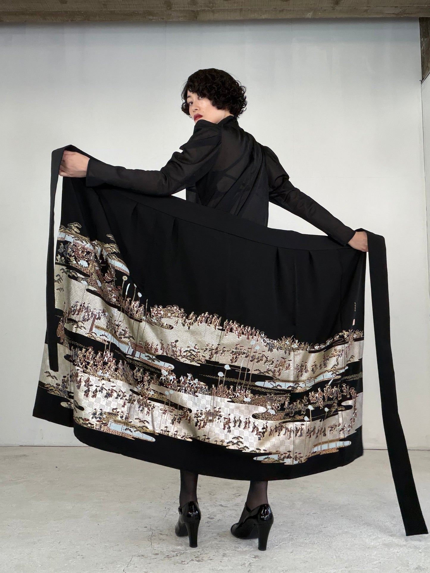 EDO-ZUMA SKIRT UPCYCLED FROM JAPANESE KIMONO "EDO047"