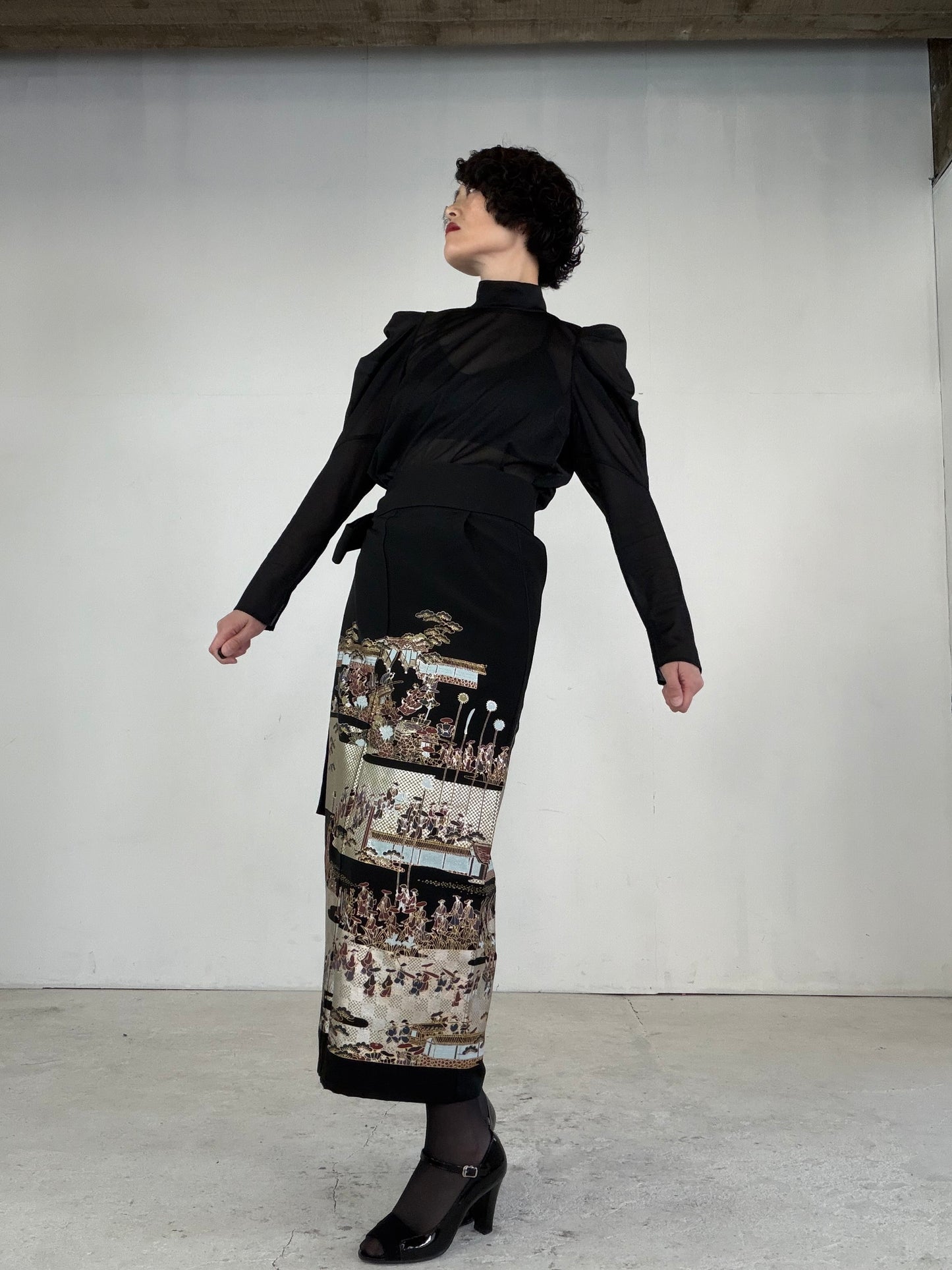 EDO-ZUMA SKIRT UPCYCLED FROM JAPANESE KIMONO "EDO047"