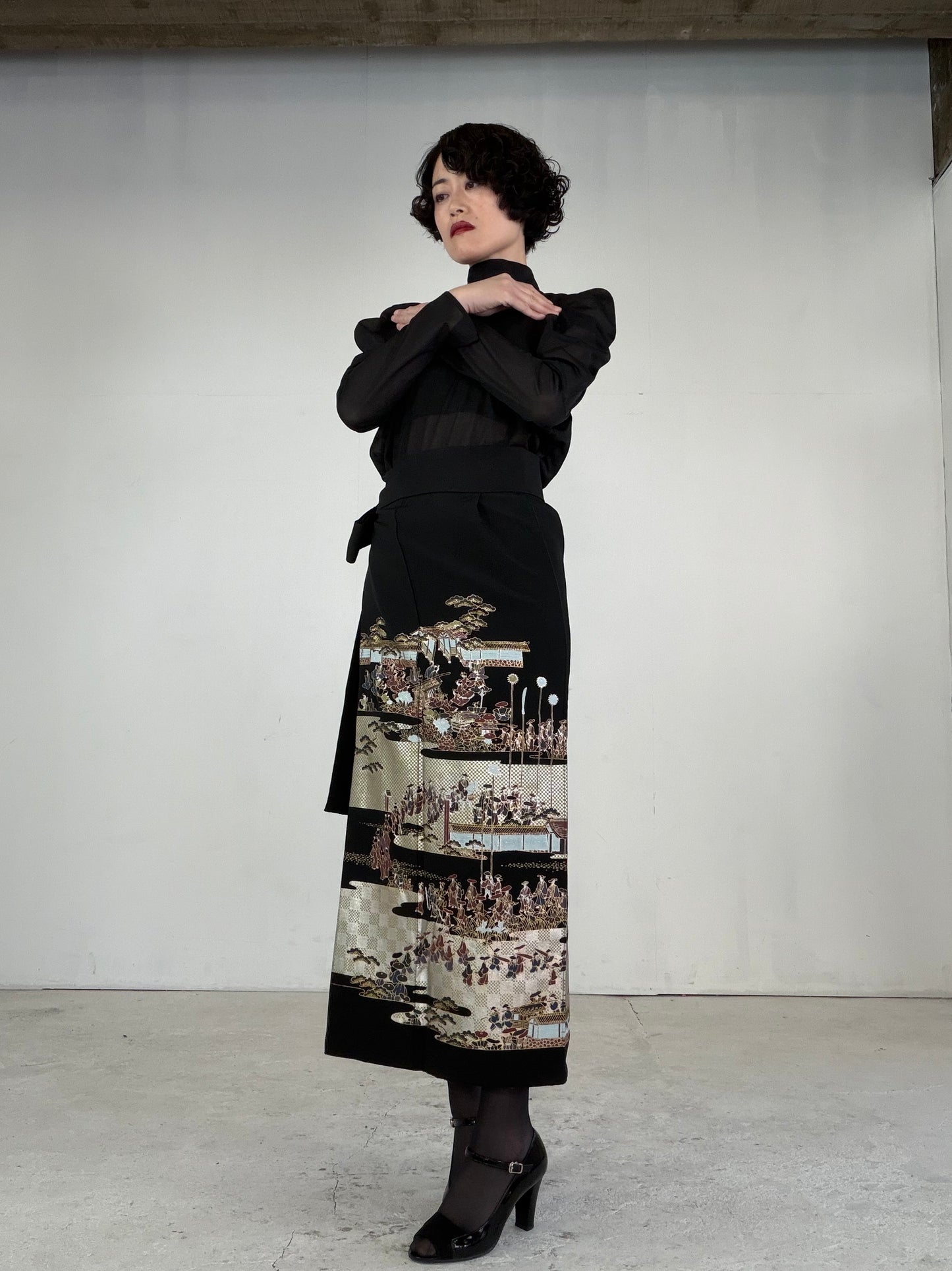 EDO-ZUMA SKIRT UPCYCLED FROM JAPANESE KIMONO "EDO047"