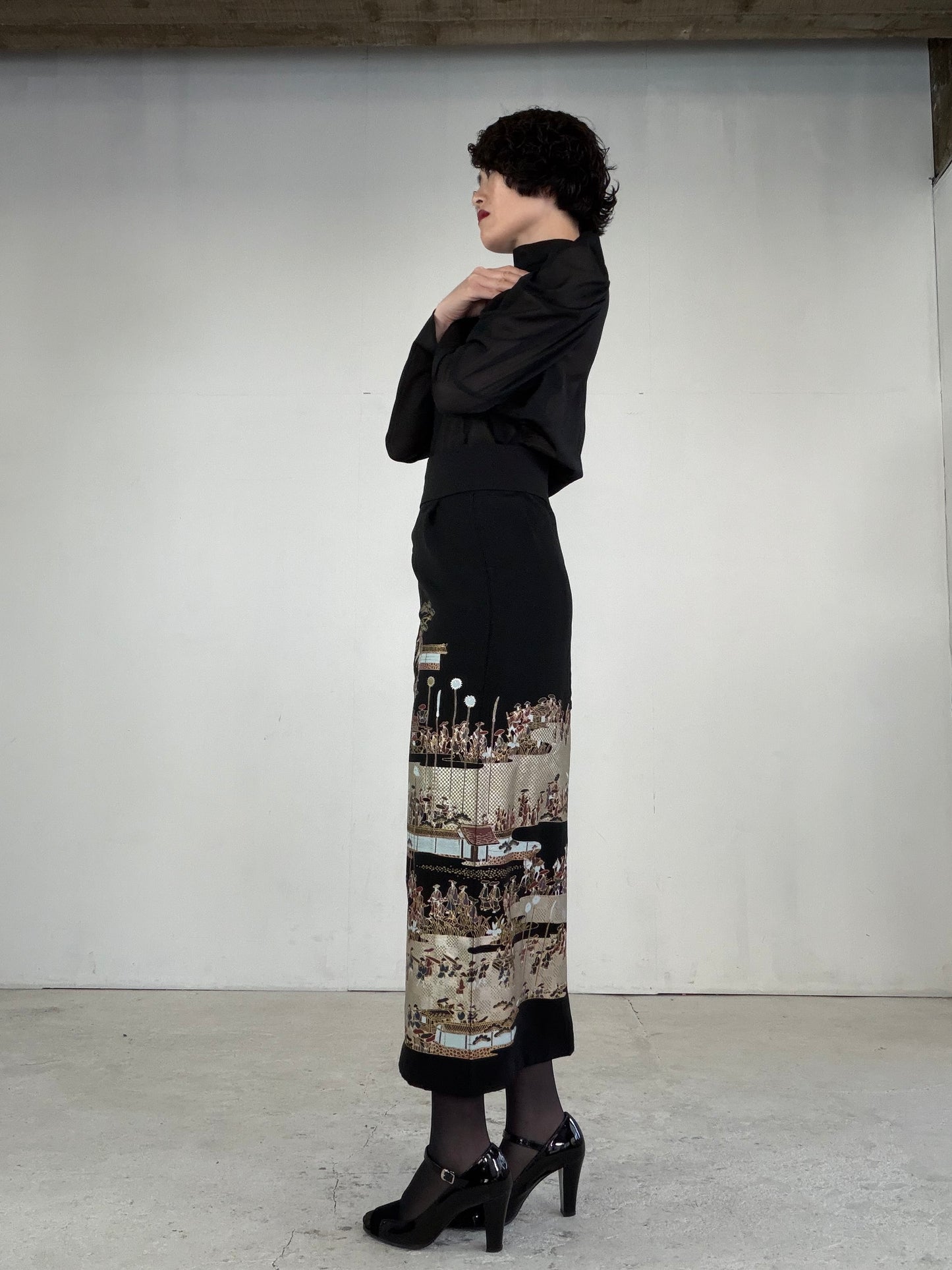 EDO-ZUMA SKIRT UPCYCLED FROM JAPANESE KIMONO "EDO047"