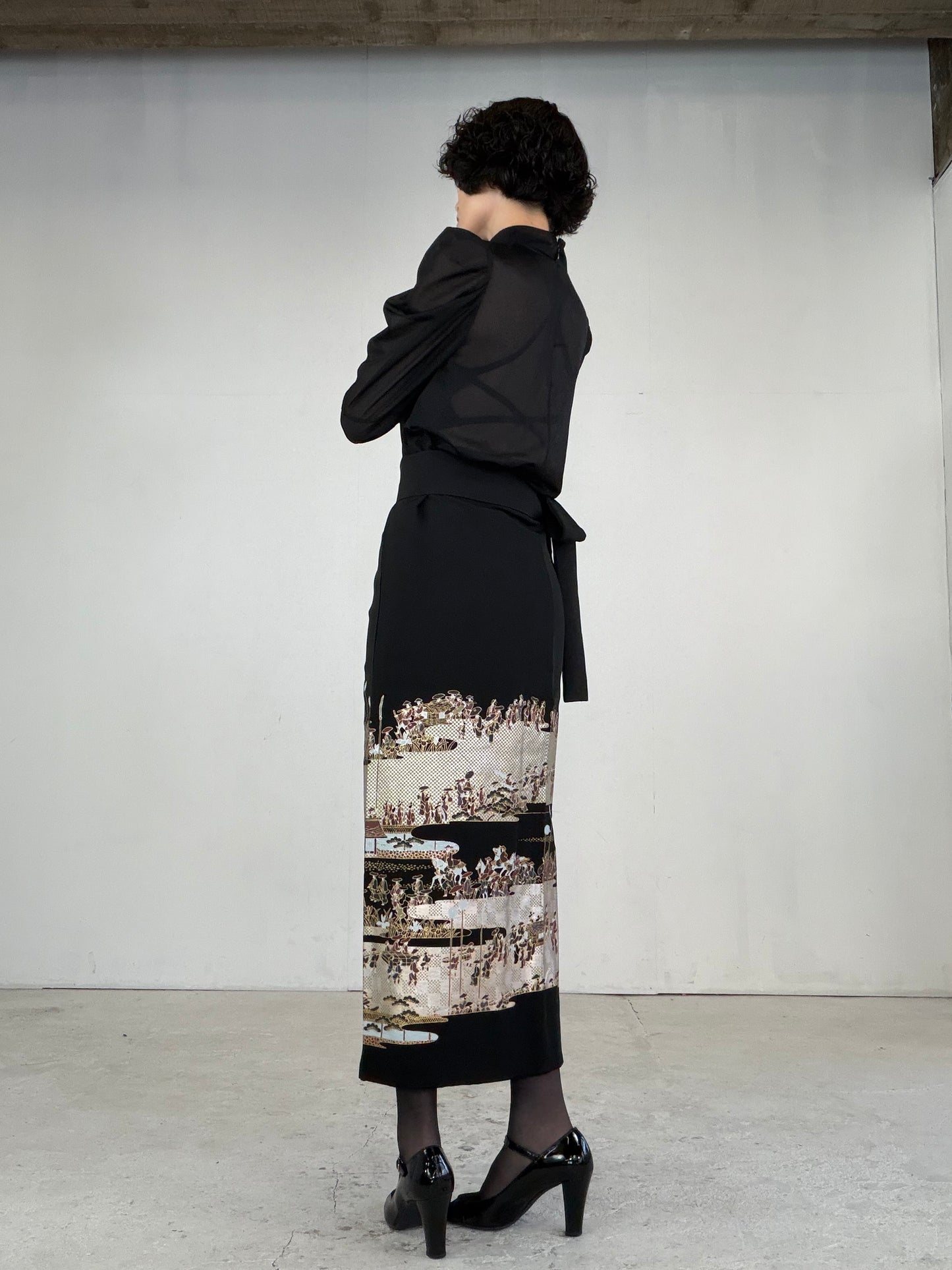 EDO-ZUMA SKIRT UPCYCLED FROM JAPANESE KIMONO "EDO047"