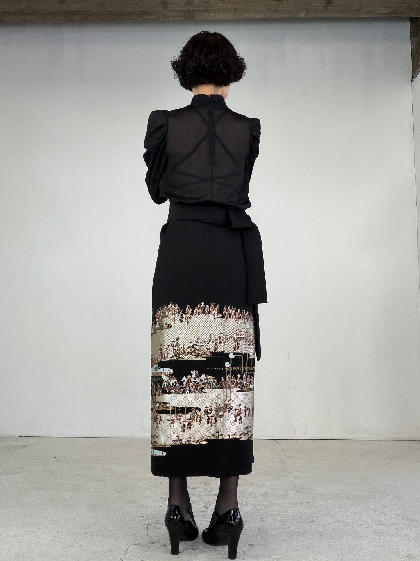 EDO-ZUMA SKIRT UPCYCLED FROM JAPANESE KIMONO "EDO047"