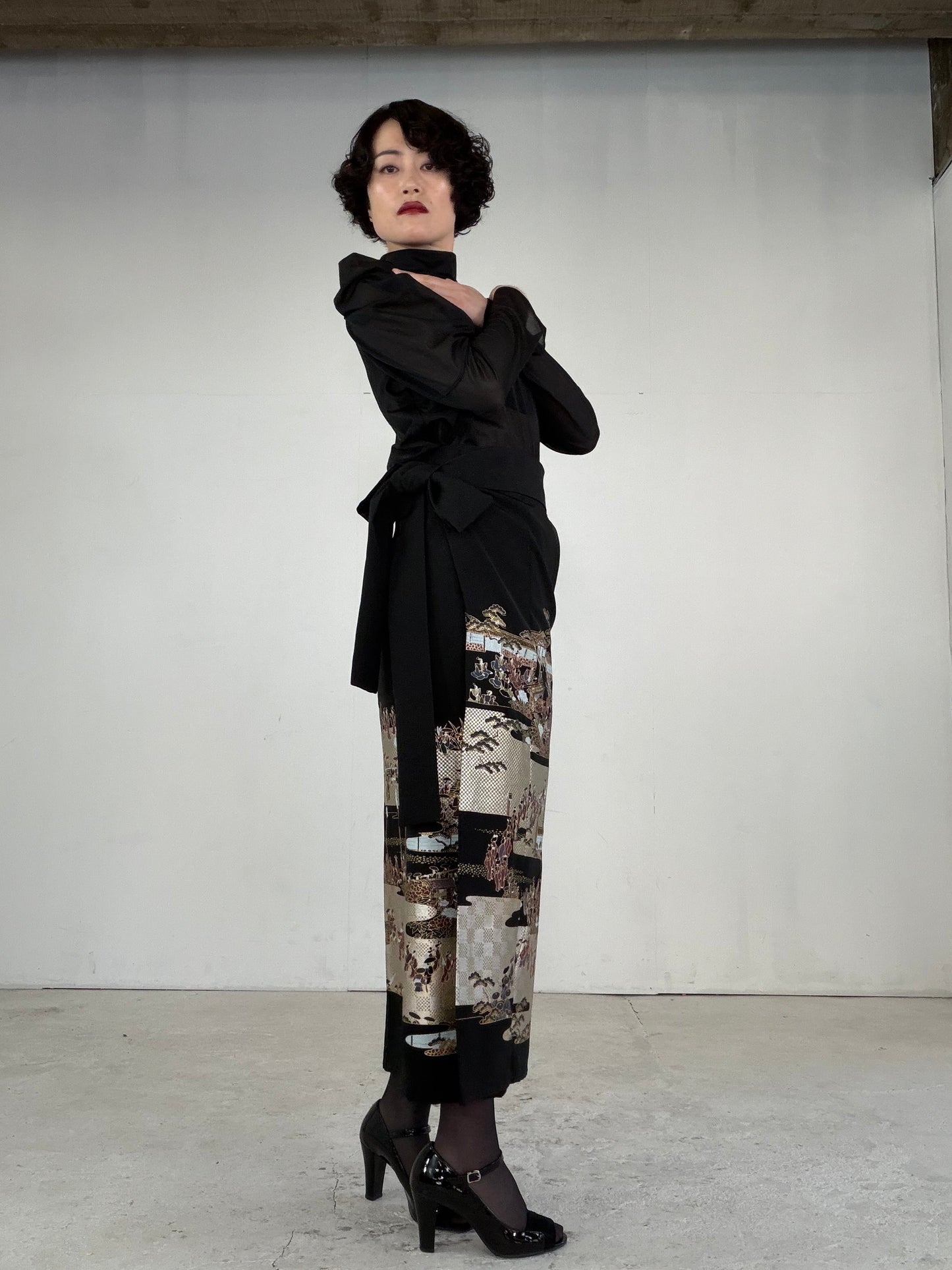EDO-ZUMA SKIRT UPCYCLED FROM JAPANESE KIMONO "EDO047"