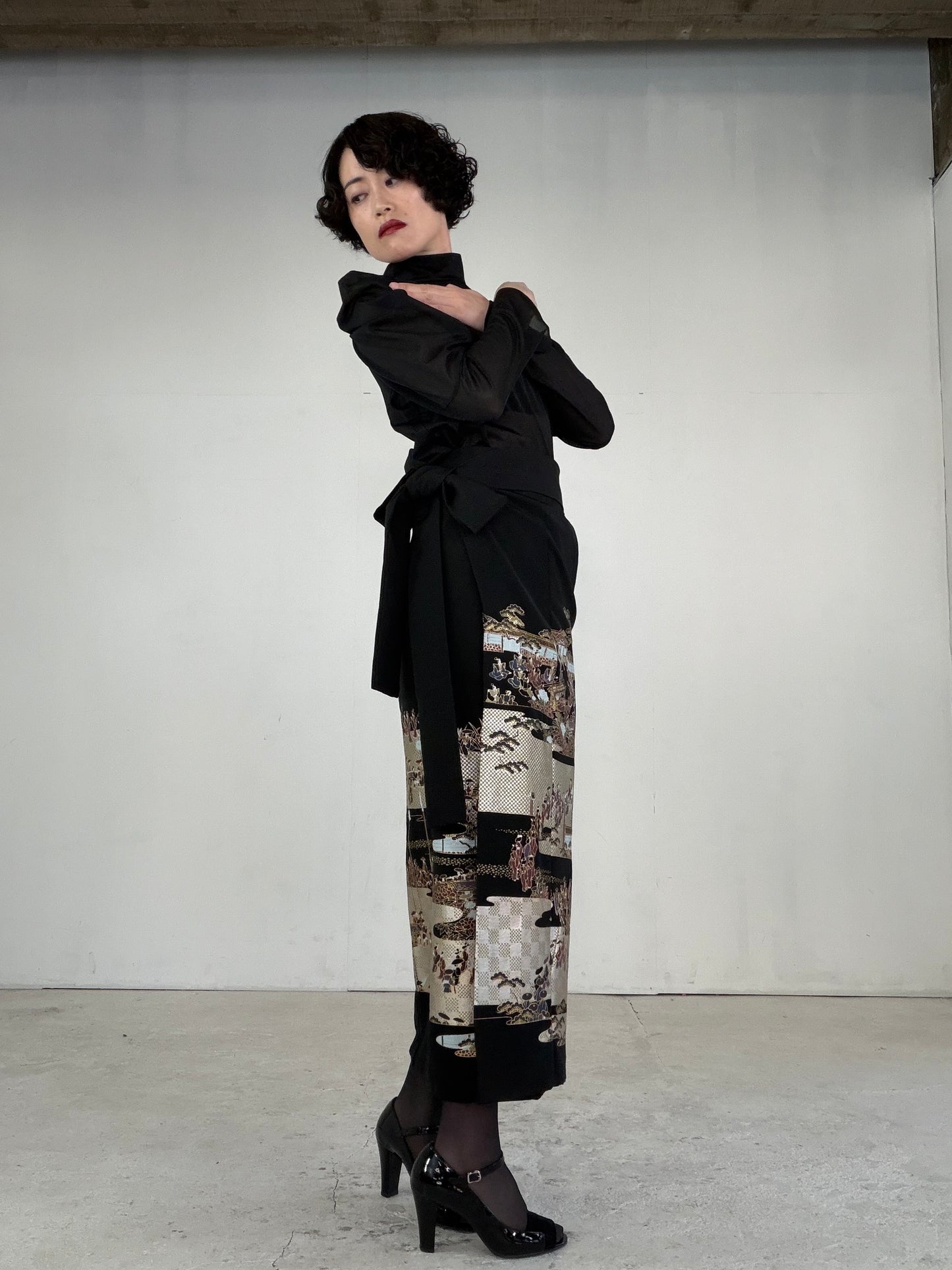 EDO-ZUMA SKIRT UPCYCLED FROM JAPANESE KIMONO "EDO047"