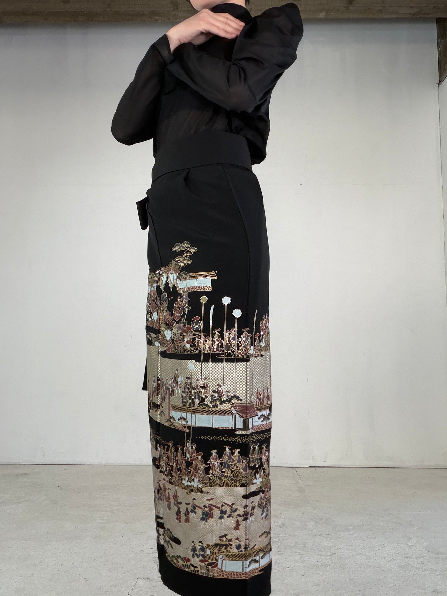 EDO-ZUMA SKIRT UPCYCLED FROM JAPANESE KIMONO "EDO047"