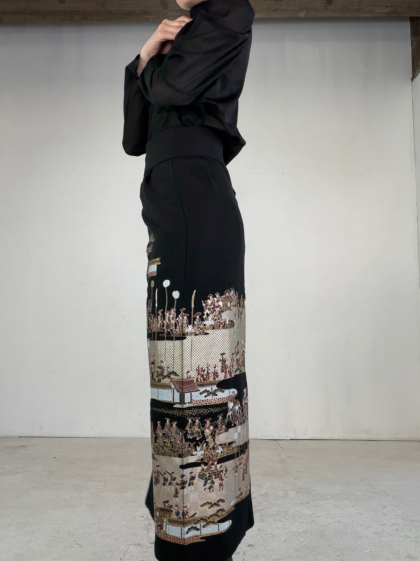 EDO-ZUMA SKIRT UPCYCLED FROM JAPANESE KIMONO "EDO047"