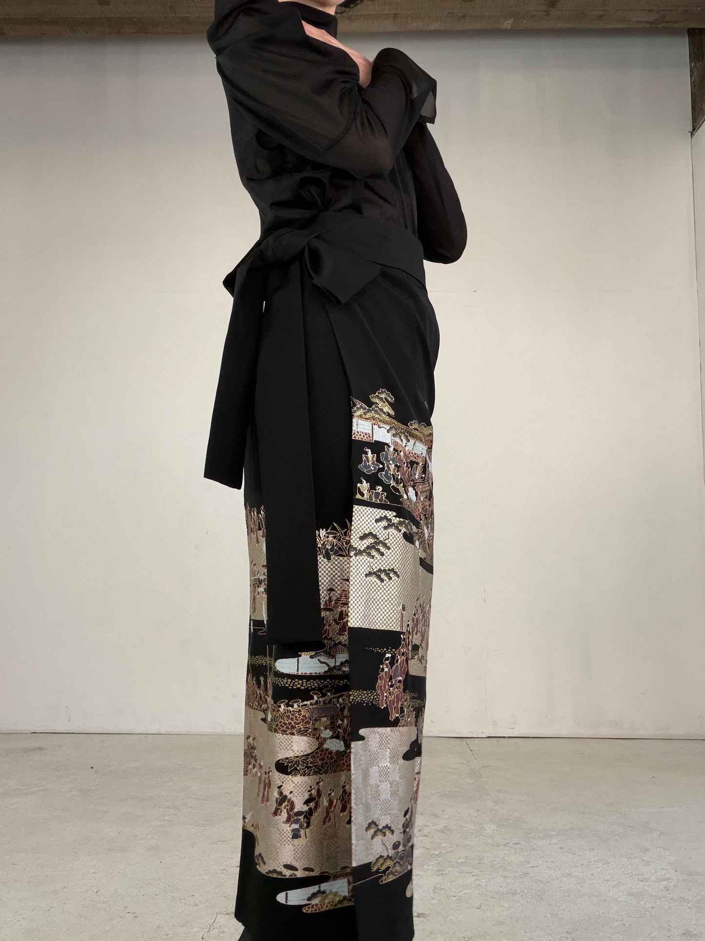 EDO-ZUMA SKIRT UPCYCLED FROM JAPANESE KIMONO "EDO047"