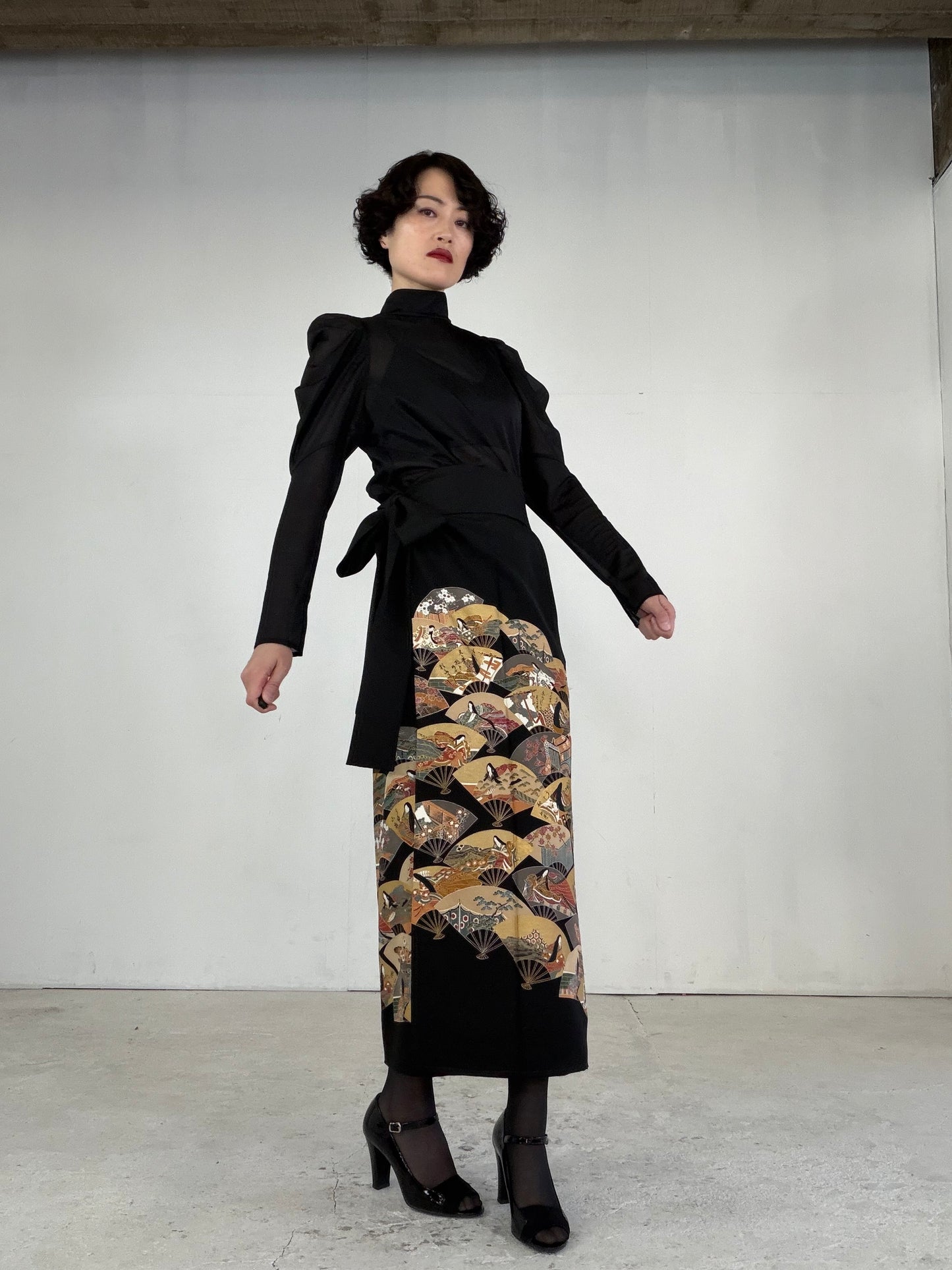 EDO-ZUMA SKIRT UPCYCLED FROM JAPANESE KIMONO "EDO048"