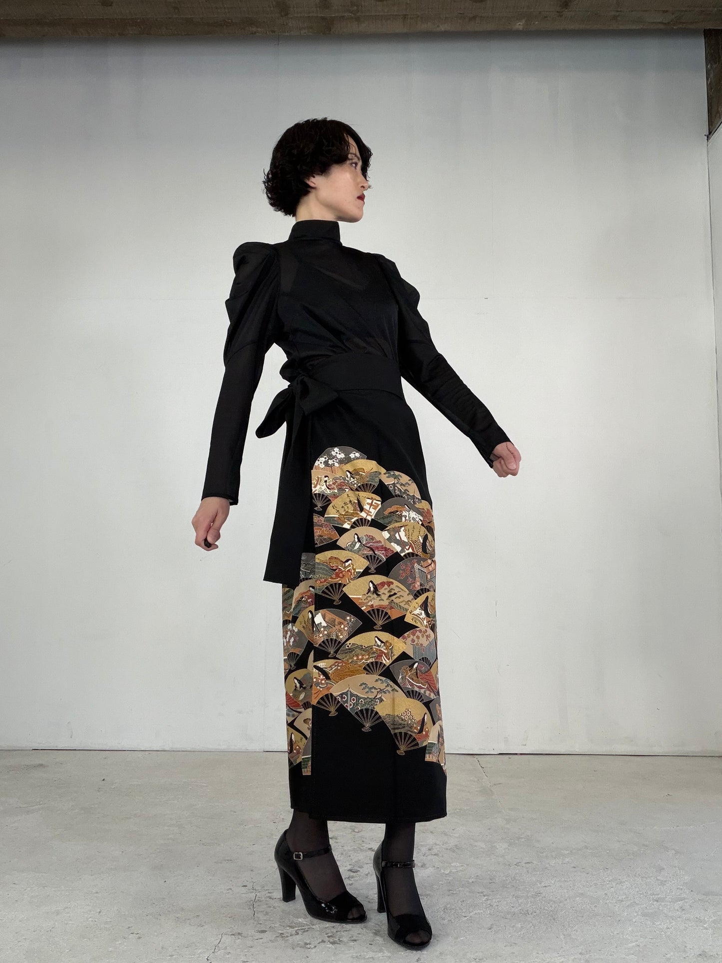 EDO-ZUMA SKIRT UPCYCLED FROM JAPANESE KIMONO "EDO048"