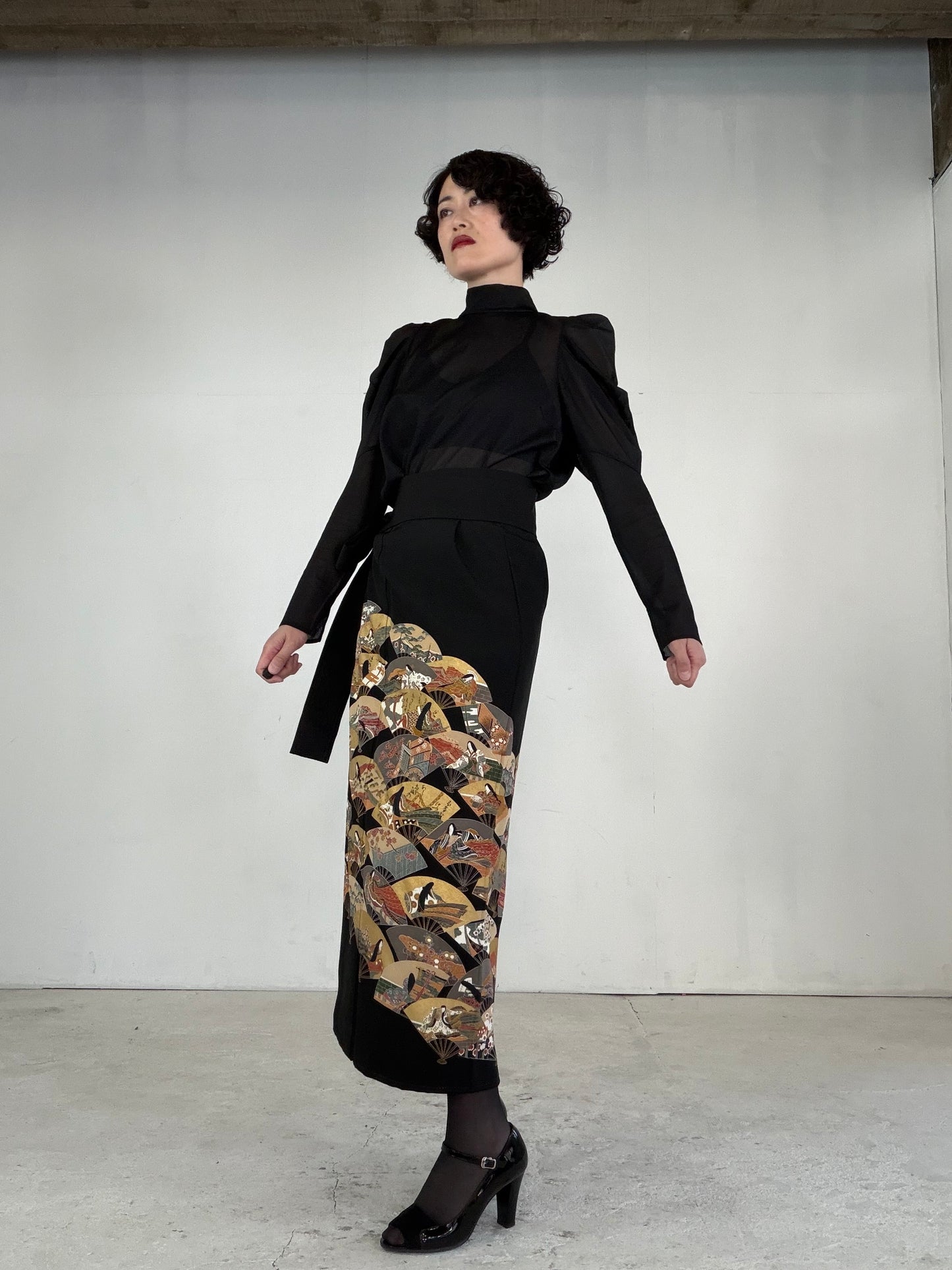 EDO-ZUMA SKIRT UPCYCLED FROM JAPANESE KIMONO "EDO048"