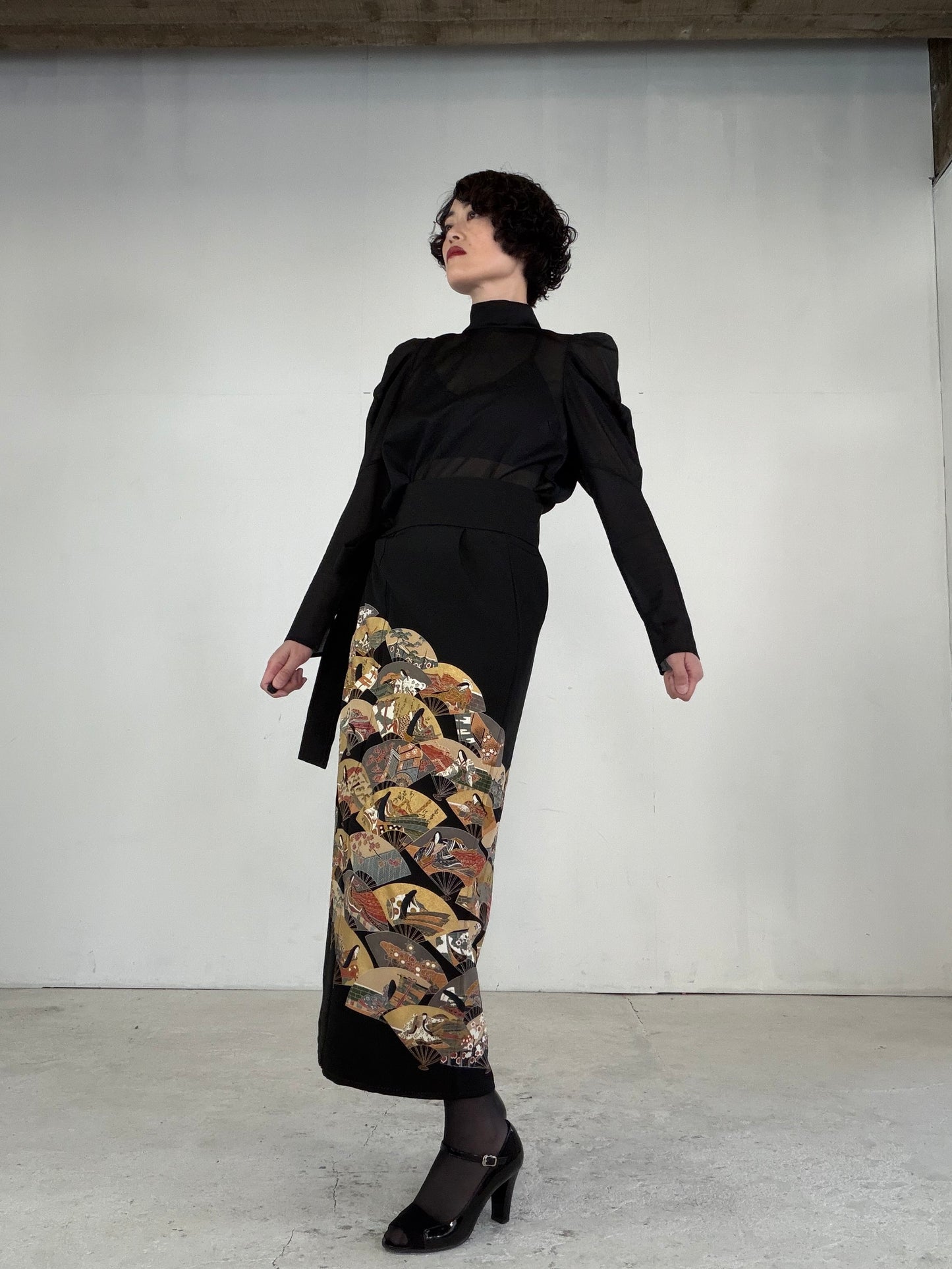 EDO-ZUMA SKIRT UPCYCLED FROM JAPANESE KIMONO "EDO048"