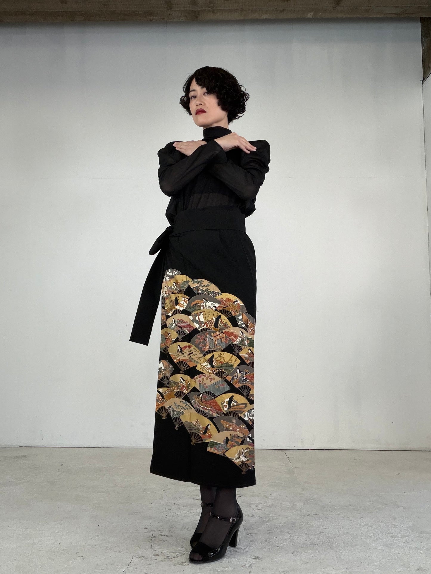 EDO-ZUMA SKIRT UPCYCLED FROM JAPANESE KIMONO "EDO048"