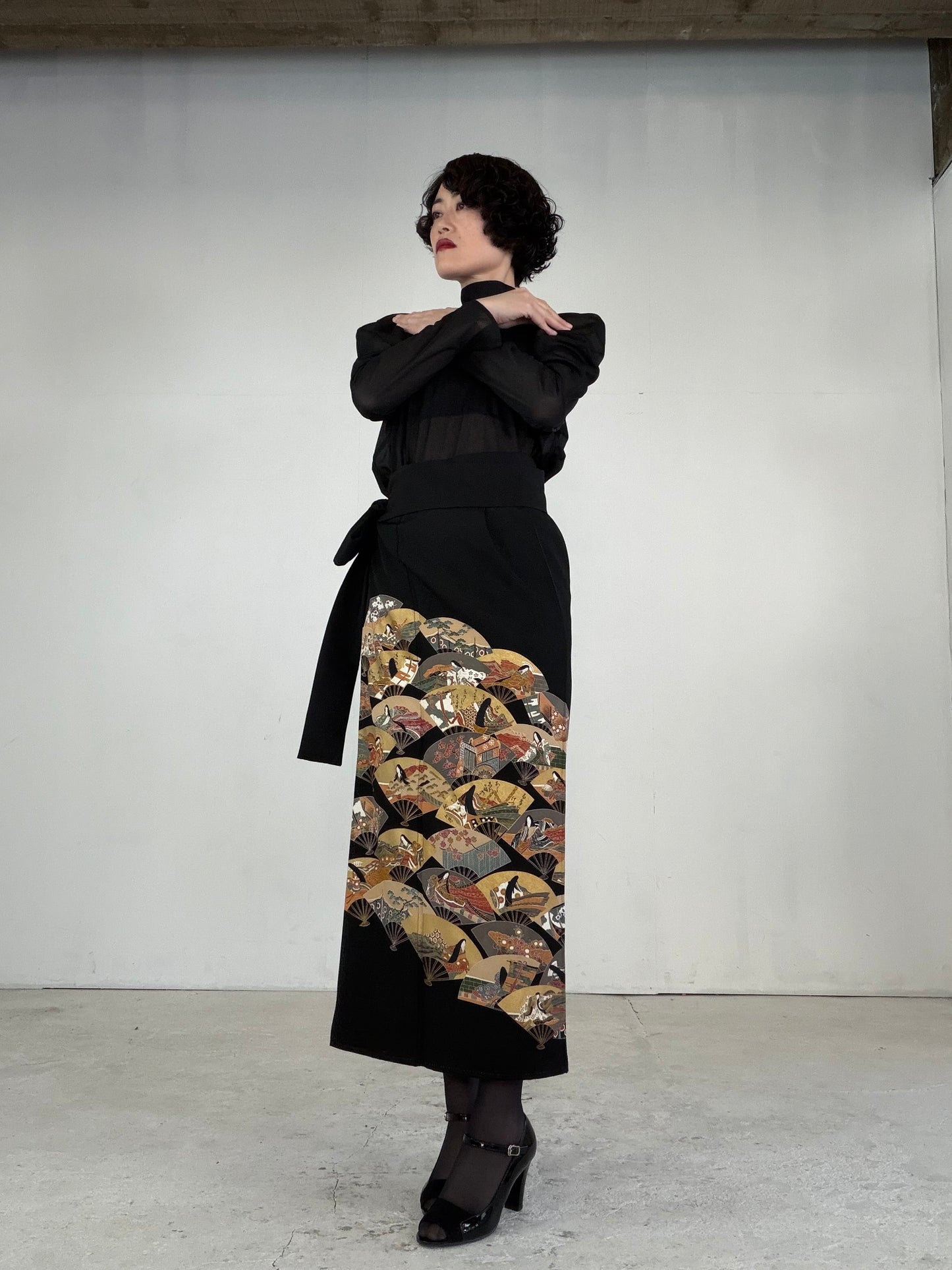 EDO-ZUMA SKIRT UPCYCLED FROM JAPANESE KIMONO "EDO048"
