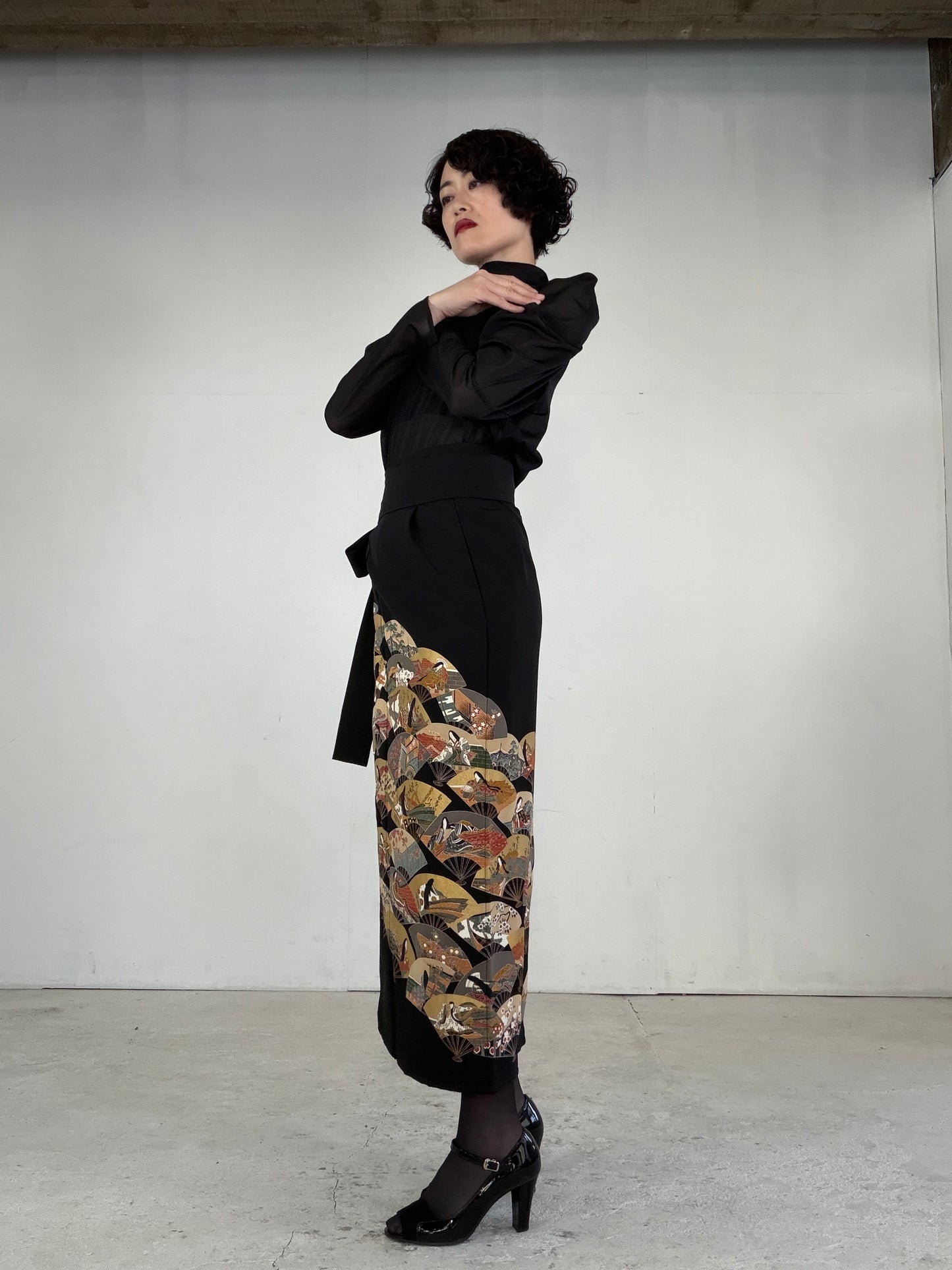 EDO-ZUMA SKIRT UPCYCLED FROM JAPANESE KIMONO "EDO048"