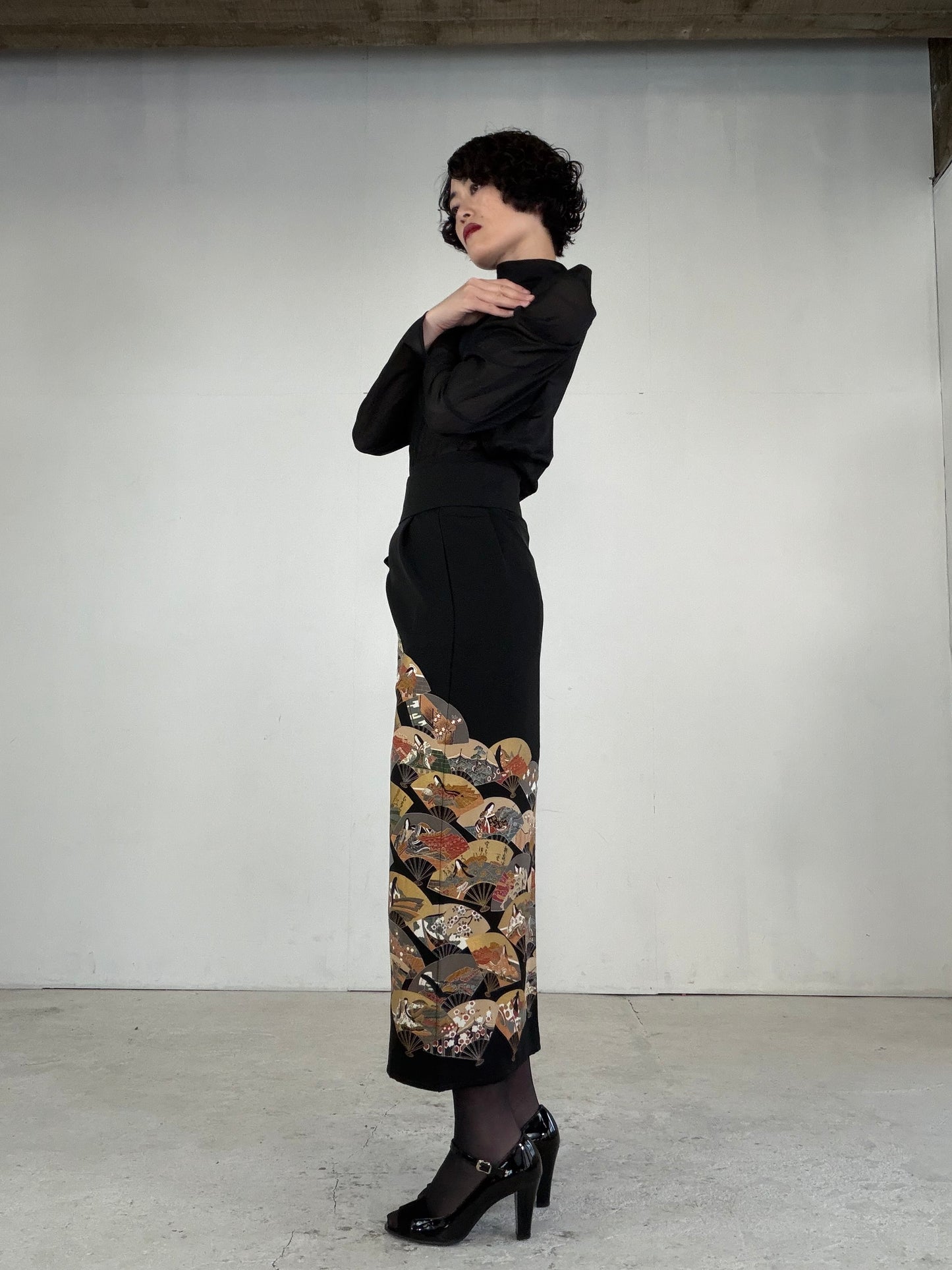 EDO-ZUMA SKIRT UPCYCLED FROM JAPANESE KIMONO "EDO048"