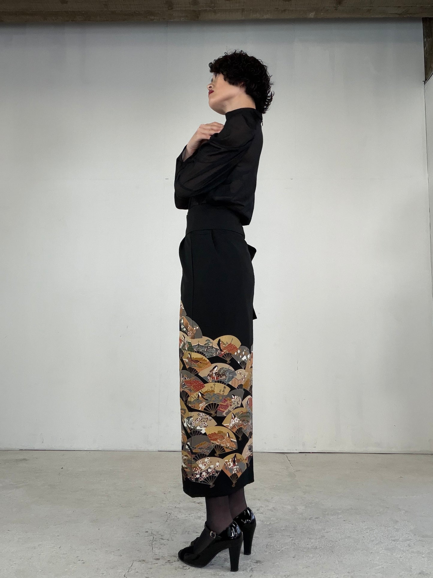 EDO-ZUMA SKIRT UPCYCLED FROM JAPANESE KIMONO "EDO048"