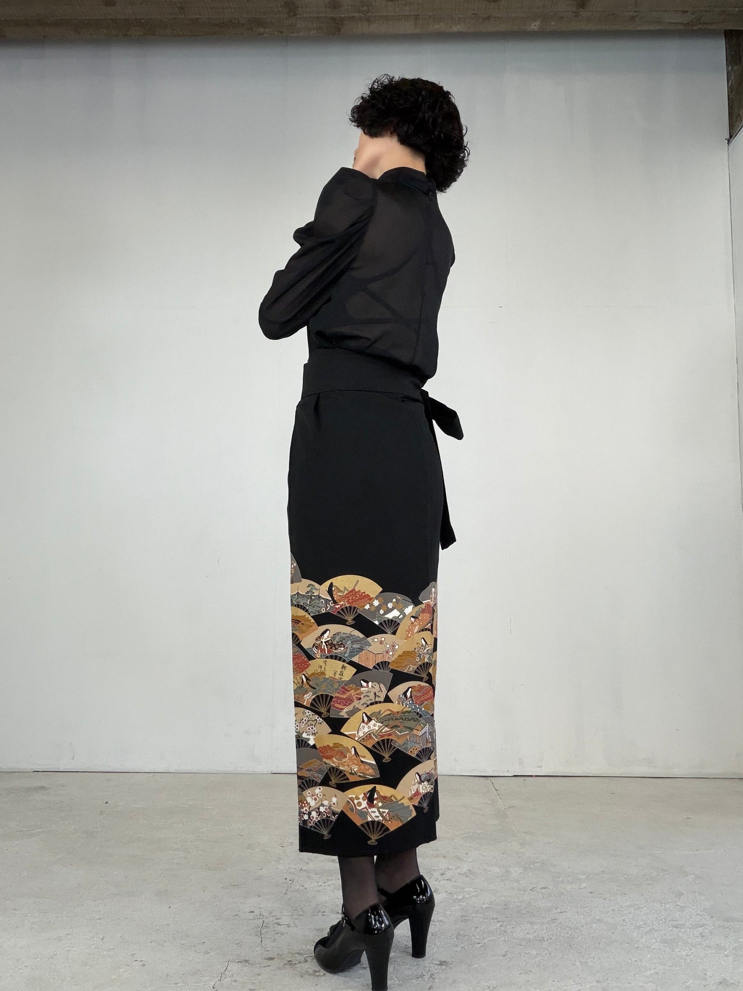 EDO-ZUMA SKIRT UPCYCLED FROM JAPANESE KIMONO "EDO048"