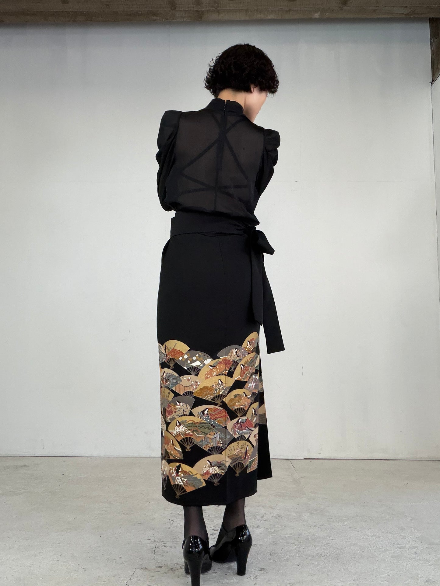 EDO-ZUMA SKIRT UPCYCLED FROM JAPANESE KIMONO "EDO048"