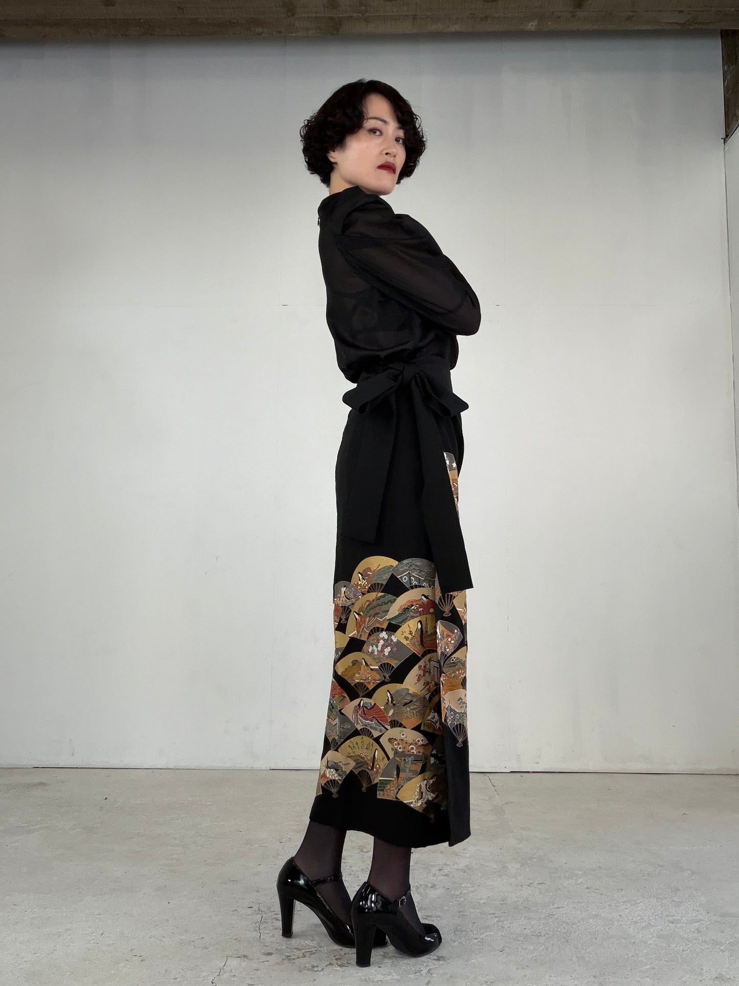 EDO-ZUMA SKIRT UPCYCLED FROM JAPANESE KIMONO "EDO048"