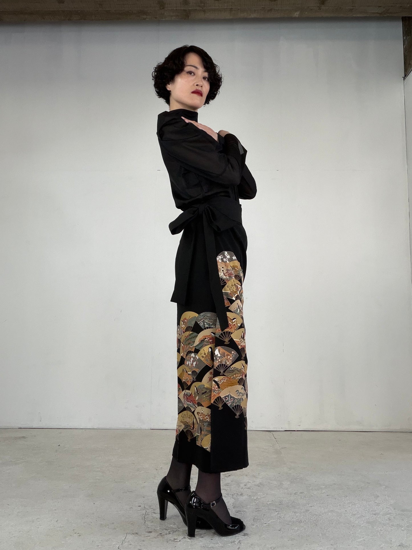 EDO-ZUMA SKIRT UPCYCLED FROM JAPANESE KIMONO "EDO048"