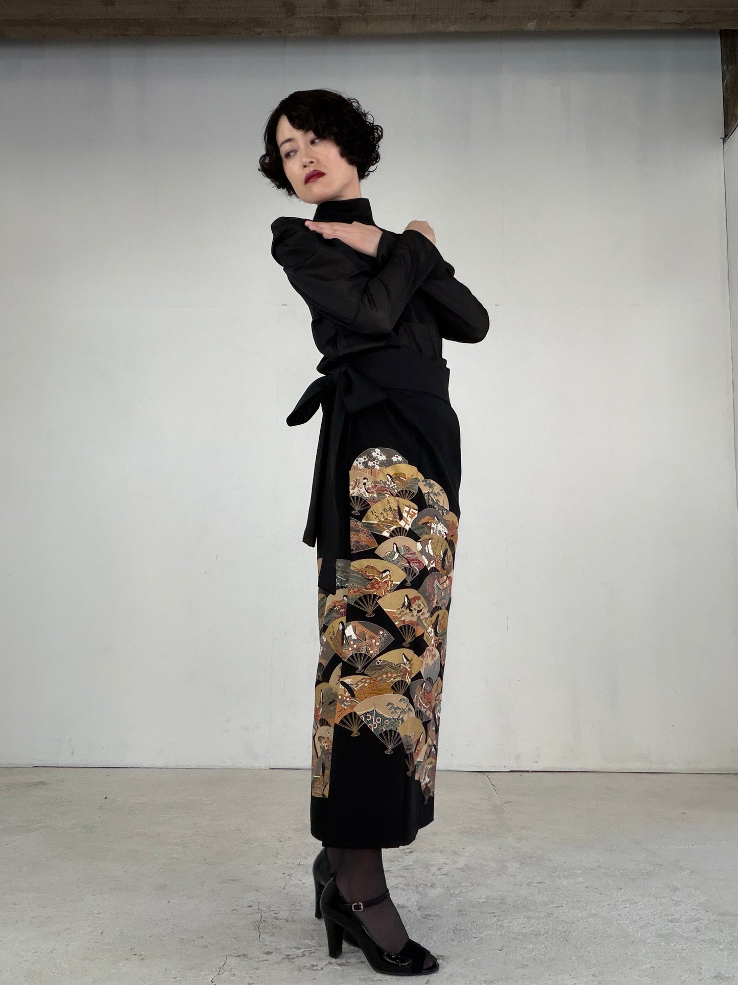 EDO-ZUMA SKIRT UPCYCLED FROM JAPANESE KIMONO "EDO048"