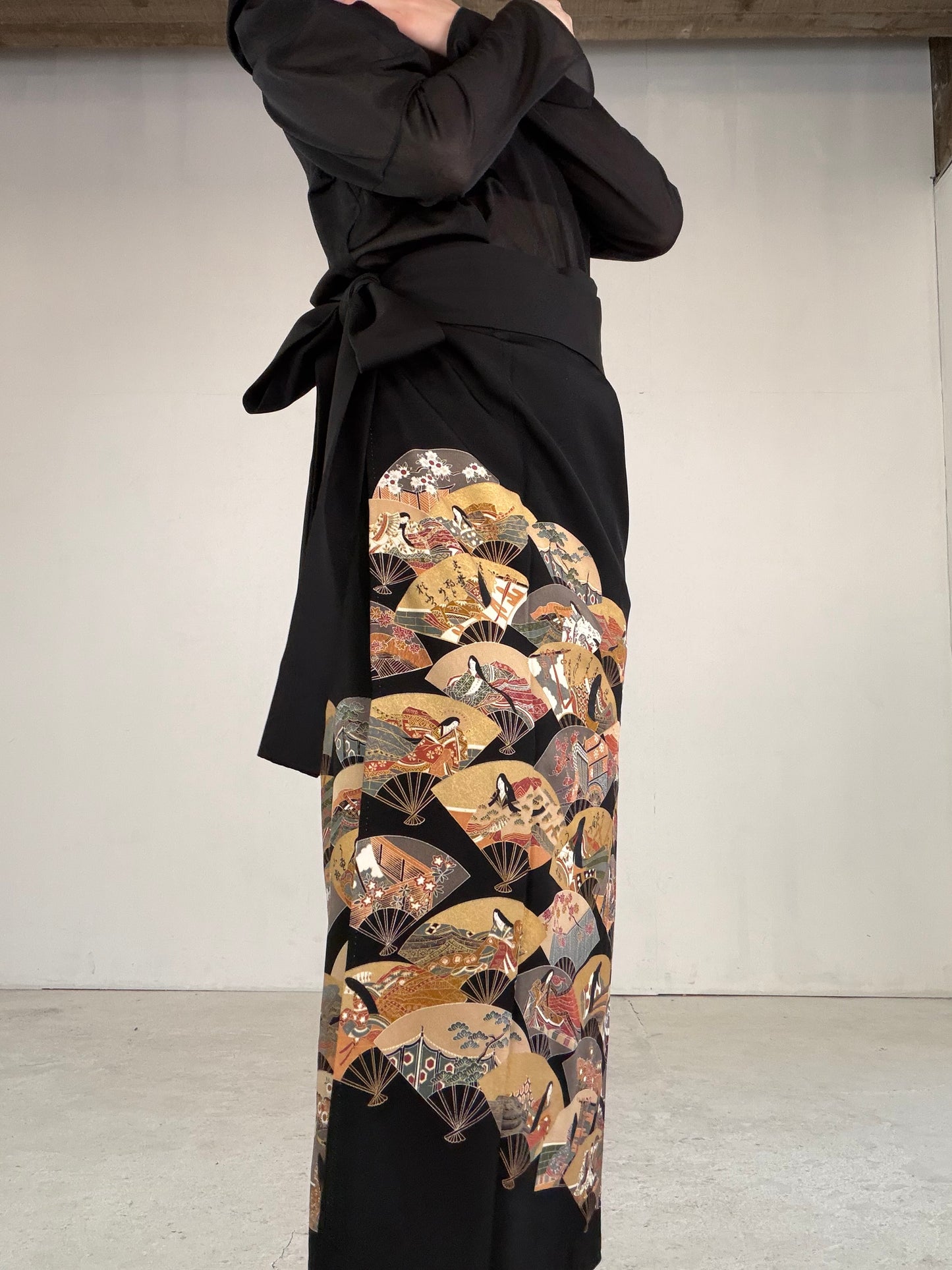 EDO-ZUMA SKIRT UPCYCLED FROM JAPANESE KIMONO "EDO048"
