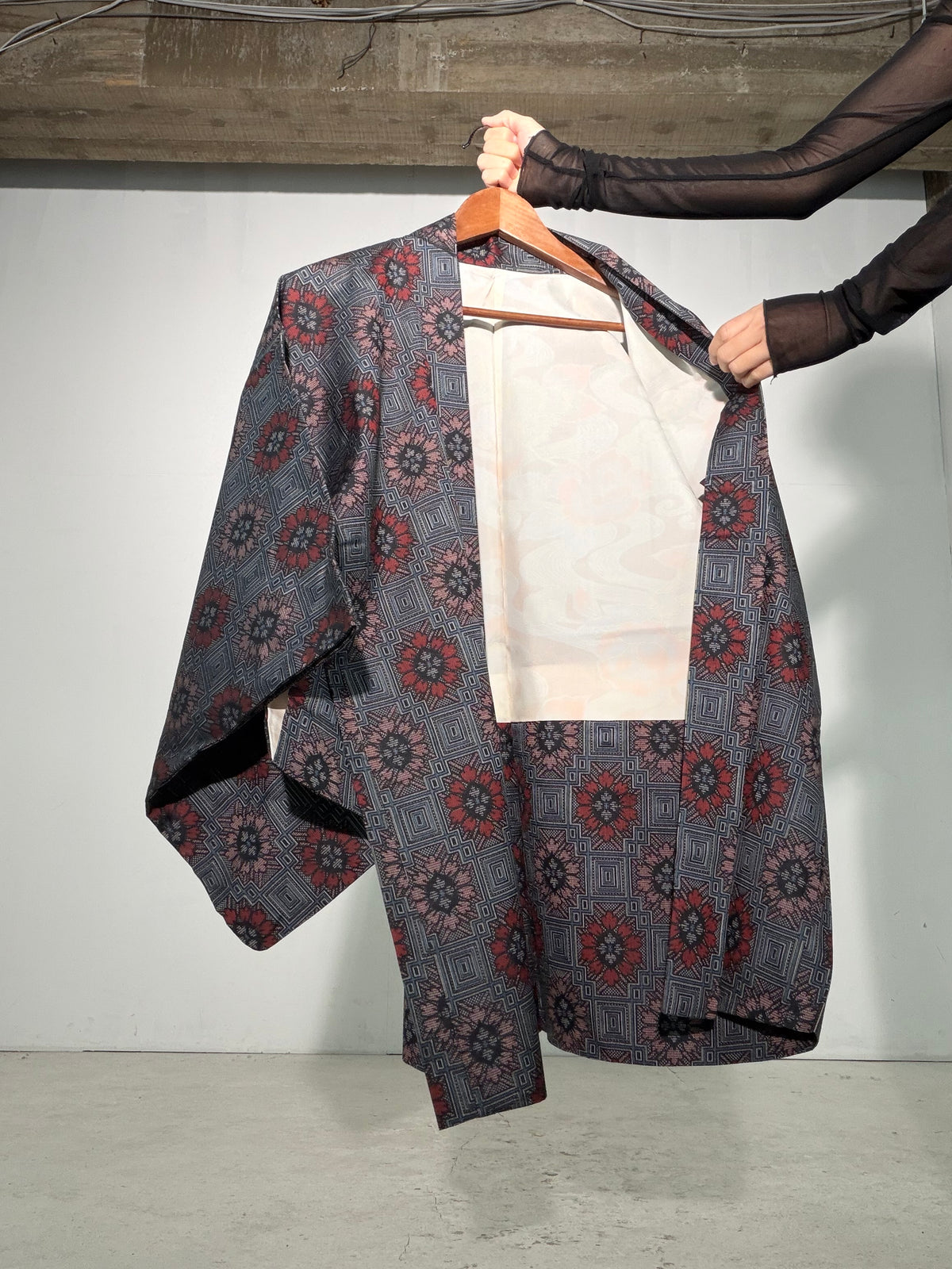 Vintage Tsumugi Haori & Kimono Skirt Set "SAI006 - approx. US 2–4 / UK 6–8 / EU 34–36" — Upcycled from Japanese Kimono