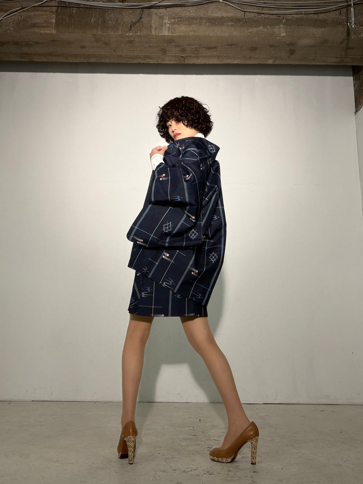 Vintage Tsumugi Haori & Kimono Skirt Set "SAI008 - US 6–8 / UK 10–12 / EU 38–40" — Upcycled from Japanese Kimono