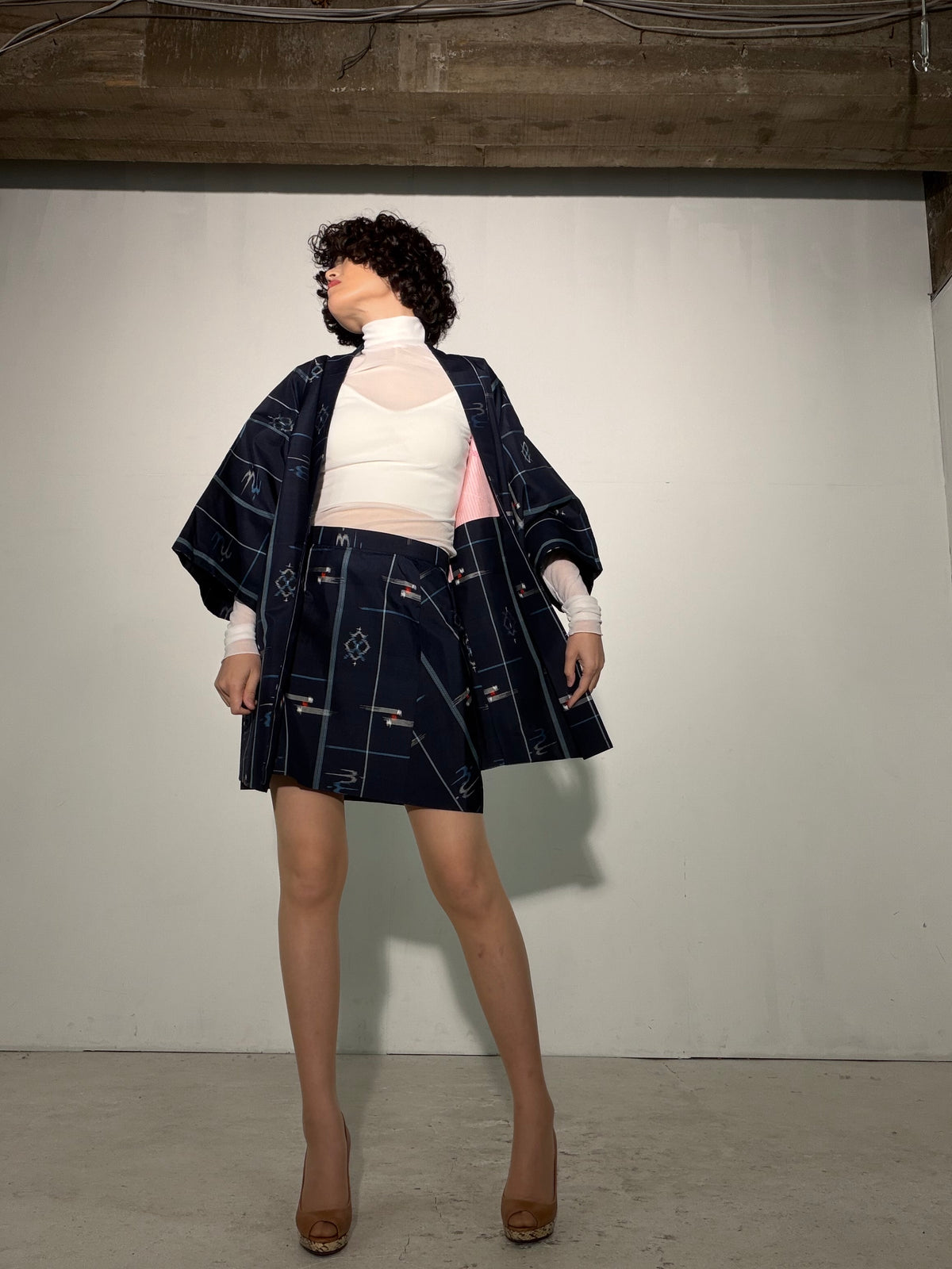 Vintage Tsumugi Haori & Kimono Skirt Set "SAI008 - US 6–8 / UK 10–12 / EU 38–40" — Upcycled from Japanese Kimono