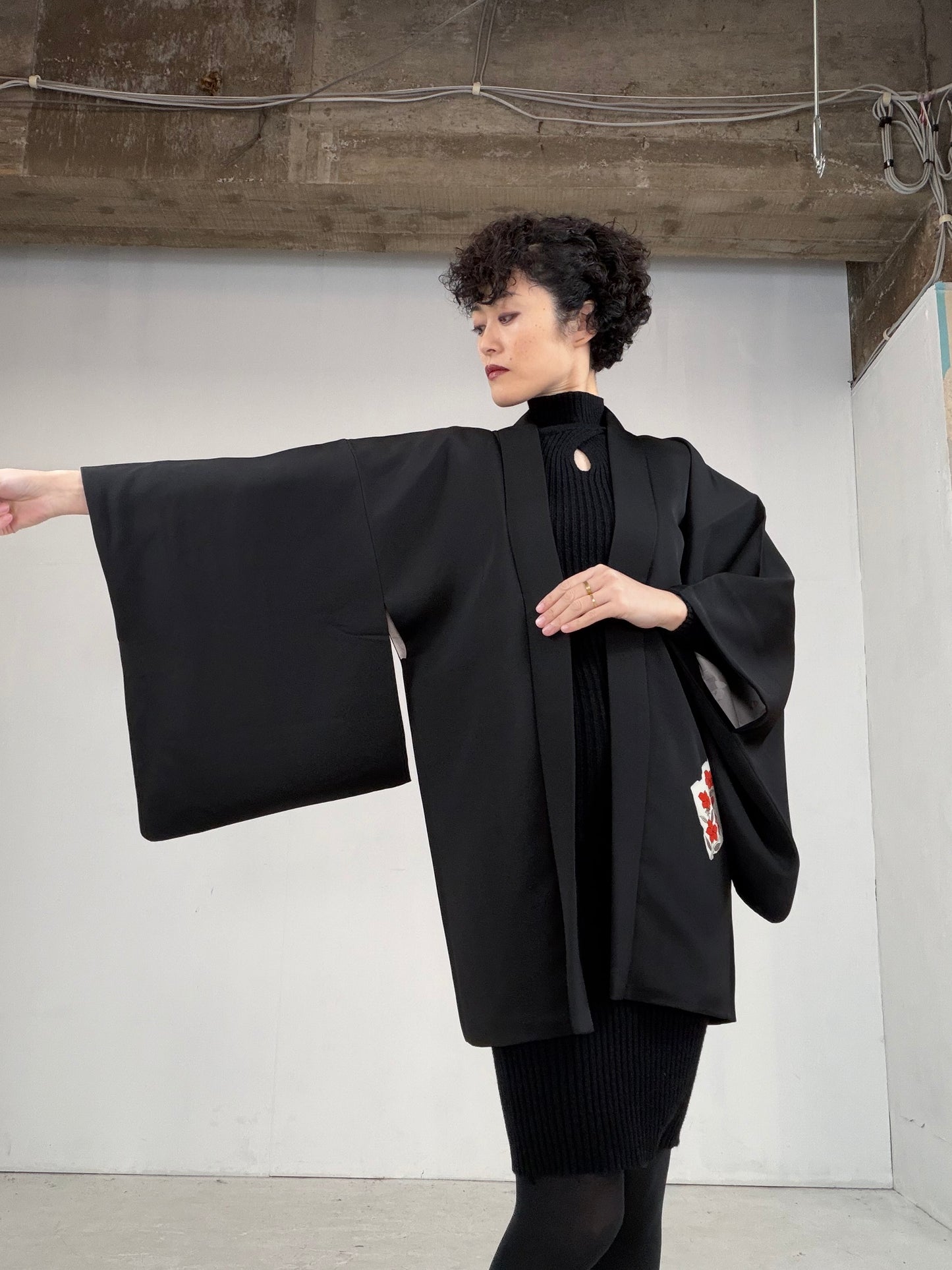 VINTAGE BLACK HAORI  "BLK102"