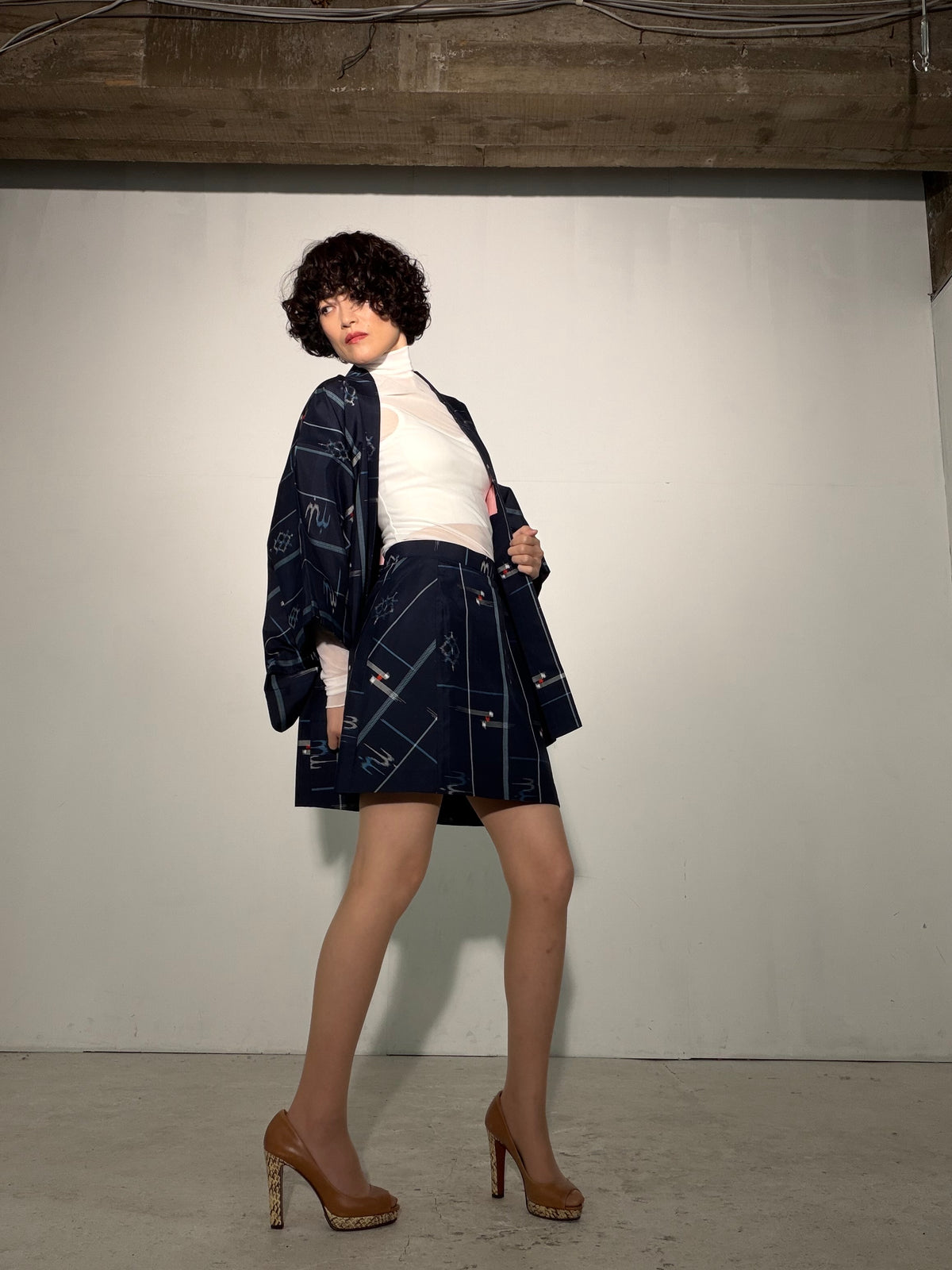 Vintage Tsumugi Haori & Kimono Skirt Set "SAI008 - US 6–8 / UK 10–12 / EU 38–40" — Upcycled from Japanese Kimono