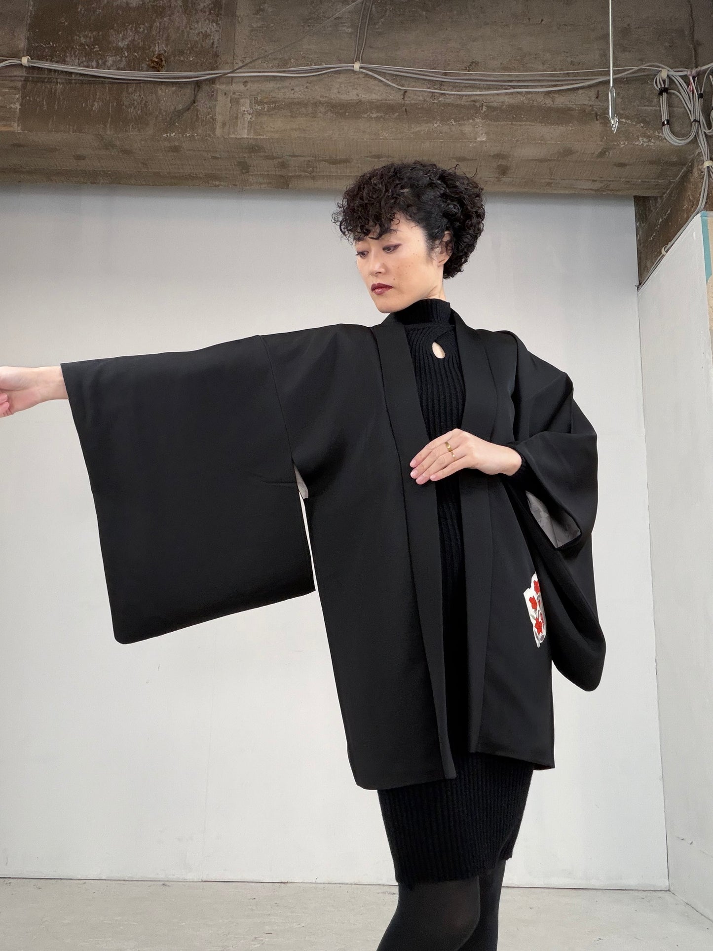 VINTAGE BLACK HAORI  "BLK102"