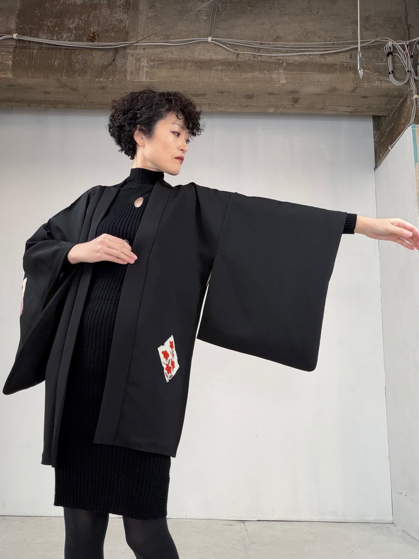 VINTAGE BLACK HAORI  "BLK102"